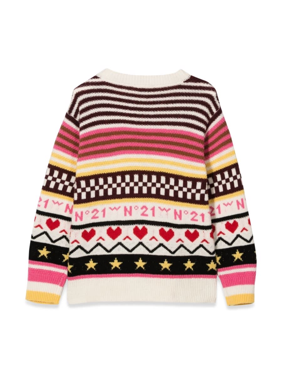 Shop N°21 Jacquard Pattern Allover Crewneck Sweater In Multicolour