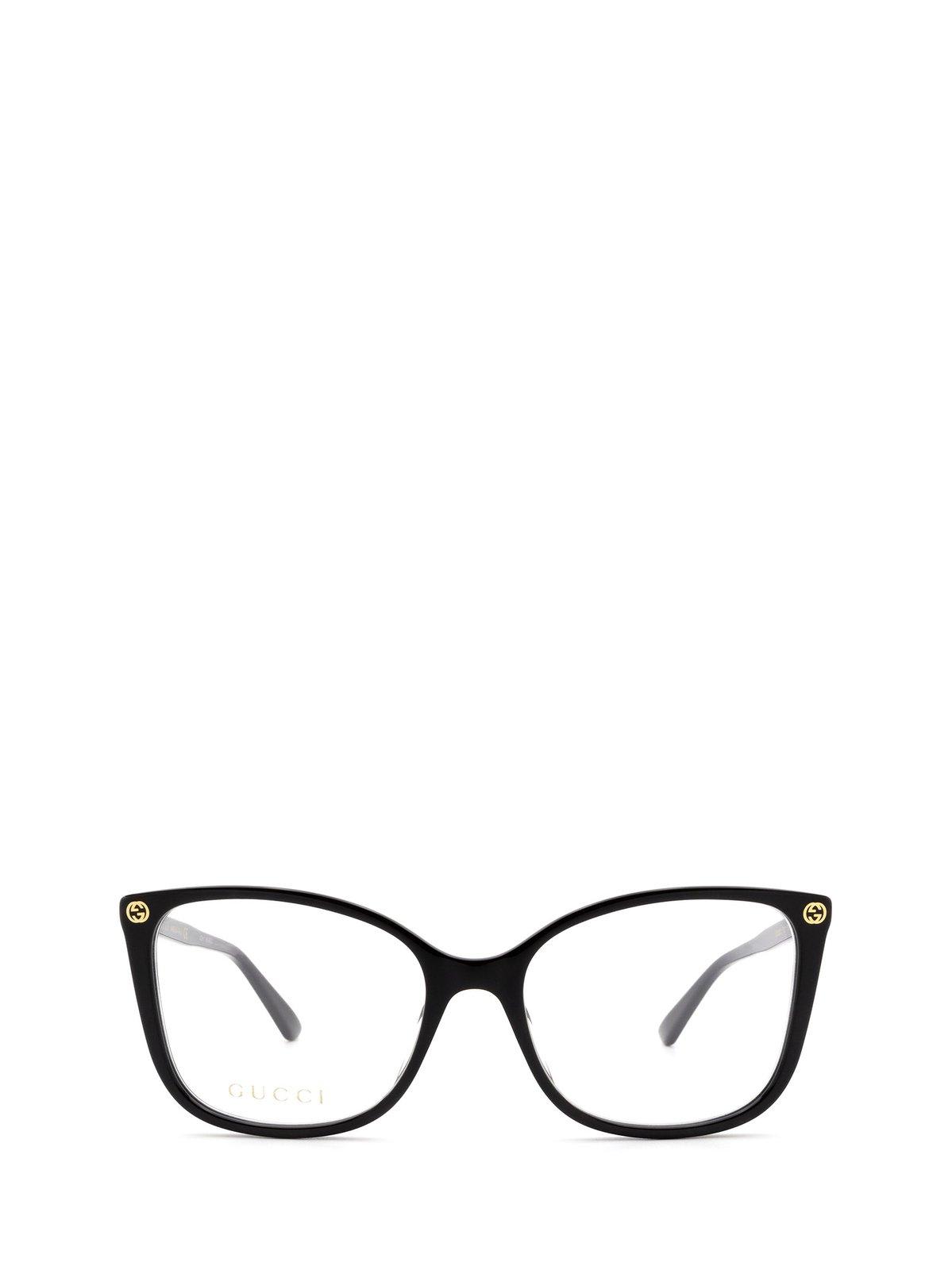 Shop Gucci Square Frame Glasses In 001 Black Black Transpare