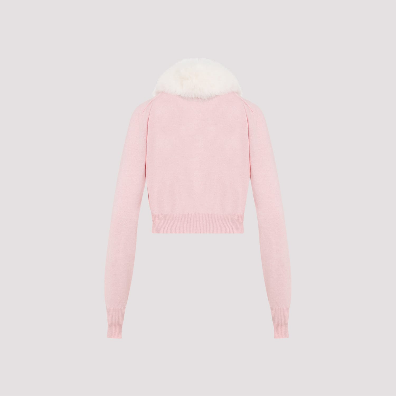 Shop Sportmax Sport Cardigan Fake Fur Removable Neck In Rosa