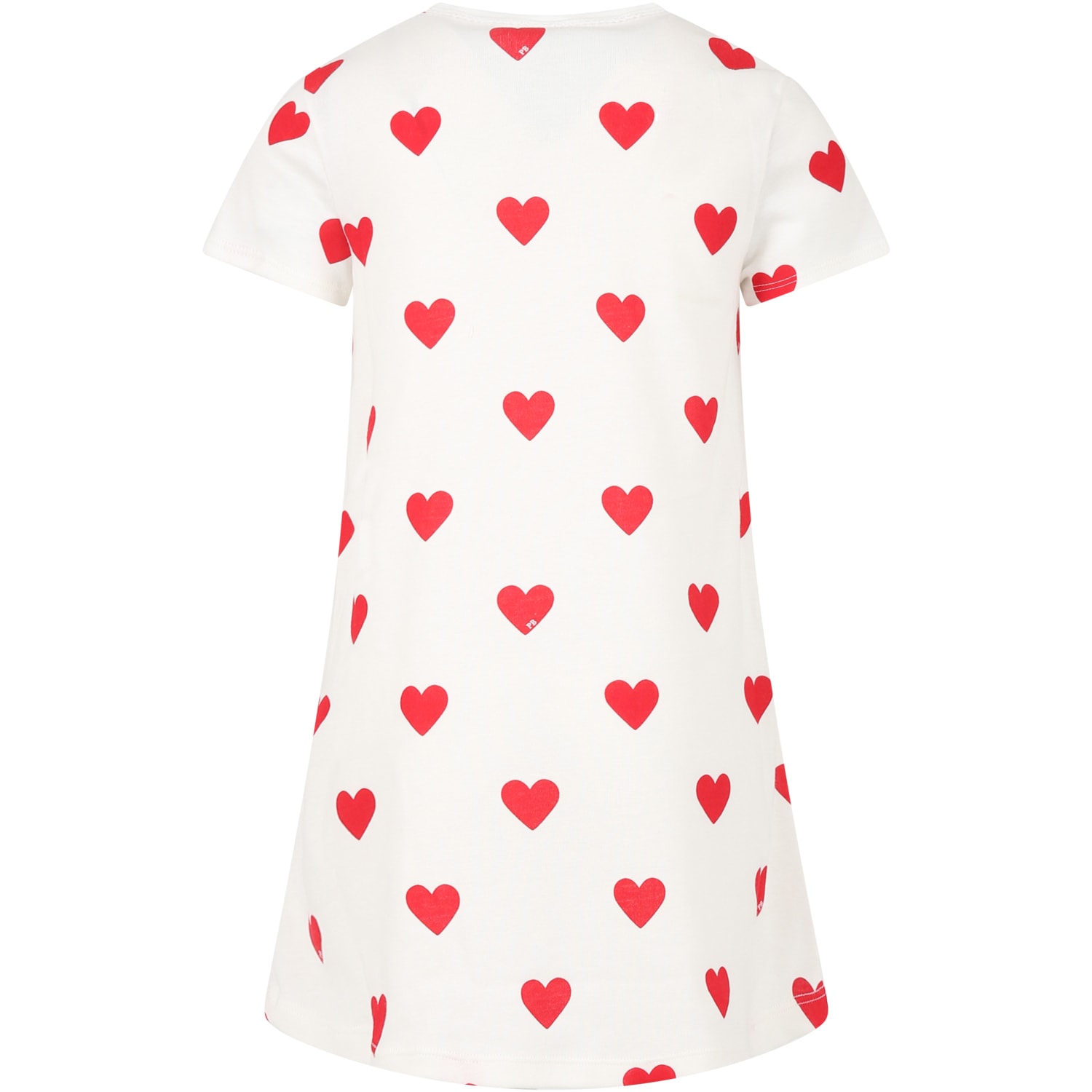 Shop Petit Bateau White Nightgown For Girl With Logioed Hearts
