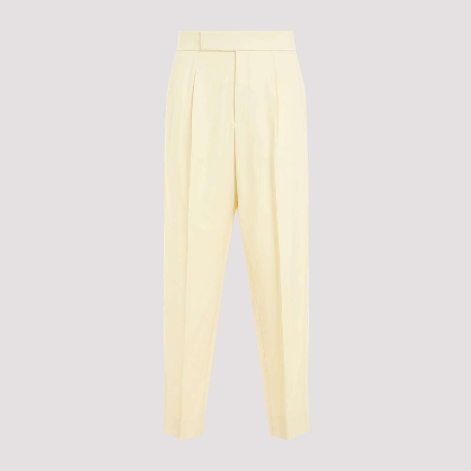 Shop Fear Of God Single Pleat Tapered Trousers In Lemon Cream