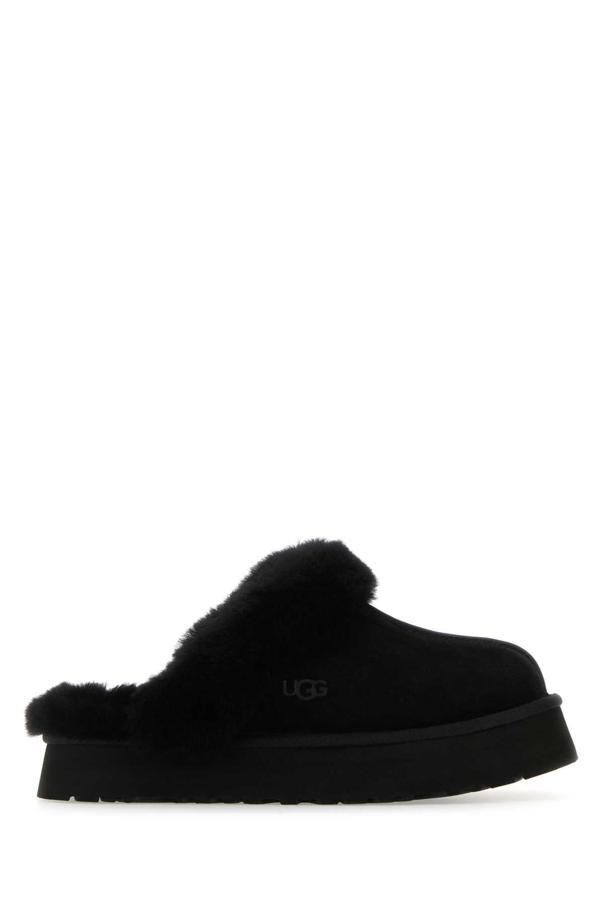 Black Suede Disquette Slippers