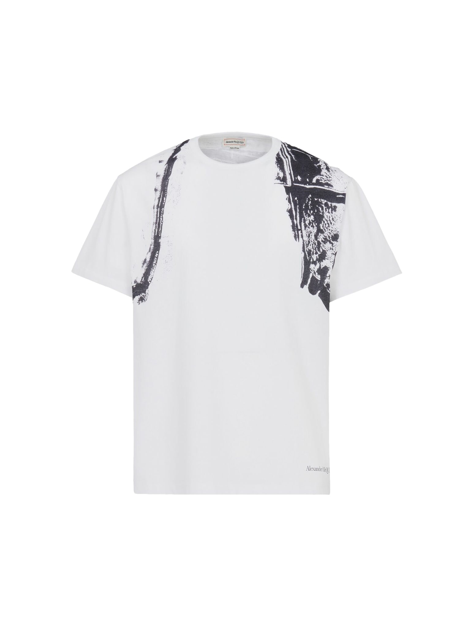 Shop Alexander Mcqueen T-shirt Fold Harness Prt In White Black