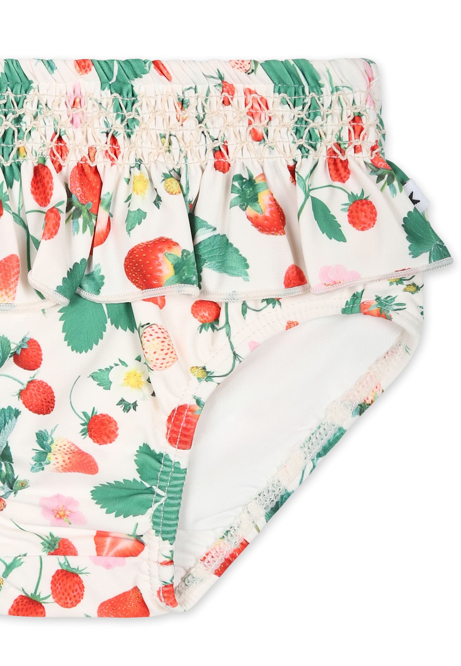 Molo Ivory Swim Briefs For Baby Girl With Strawberries In Ivory