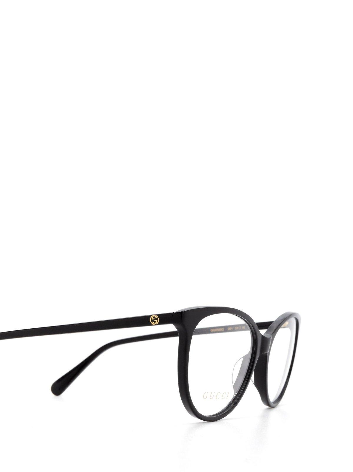 Shop Gucci Cat Eye Frame Glasses In Black-black-transparent