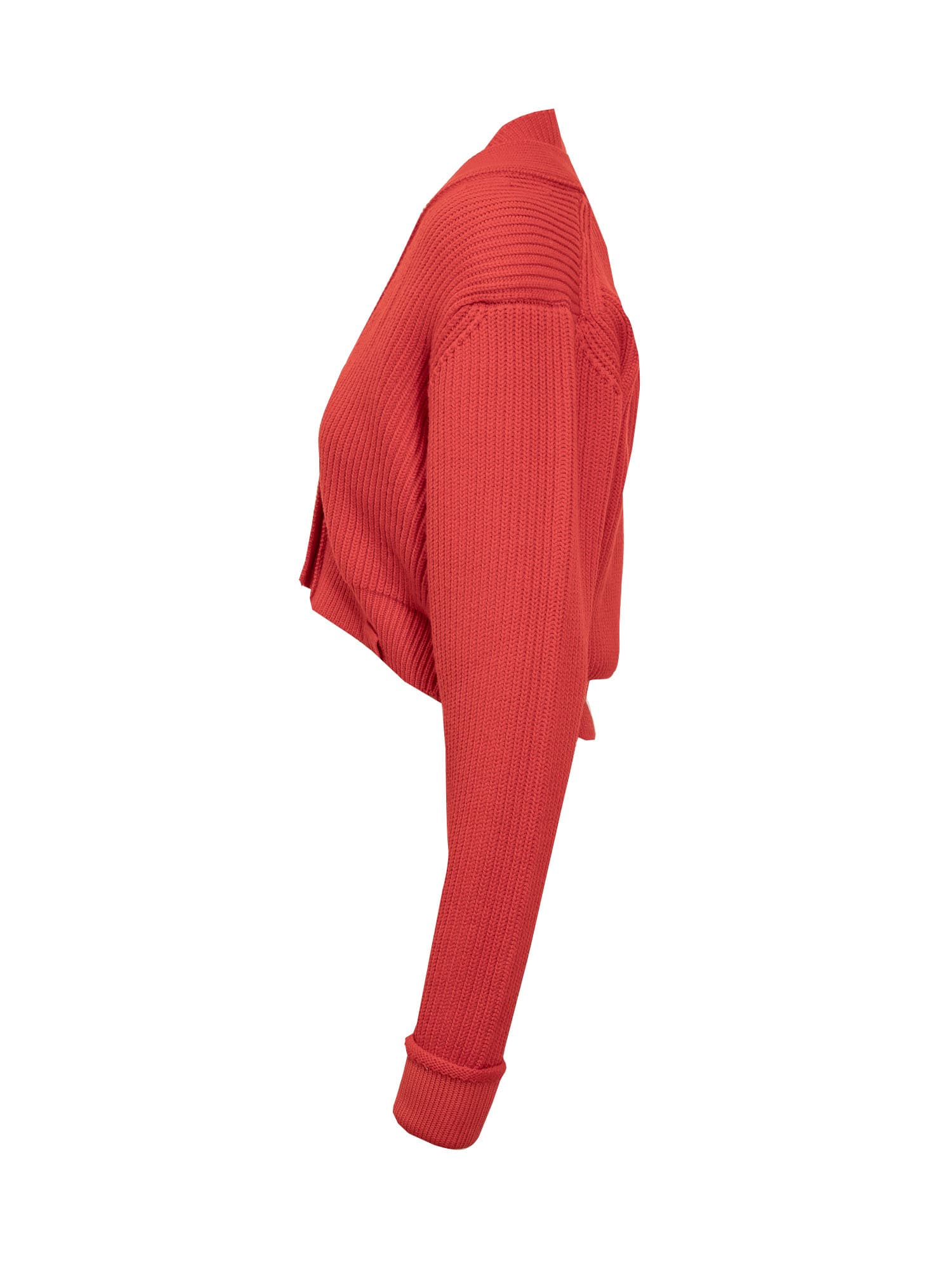 Shop Victoria Beckham Cropped Vb Cardigan In Red