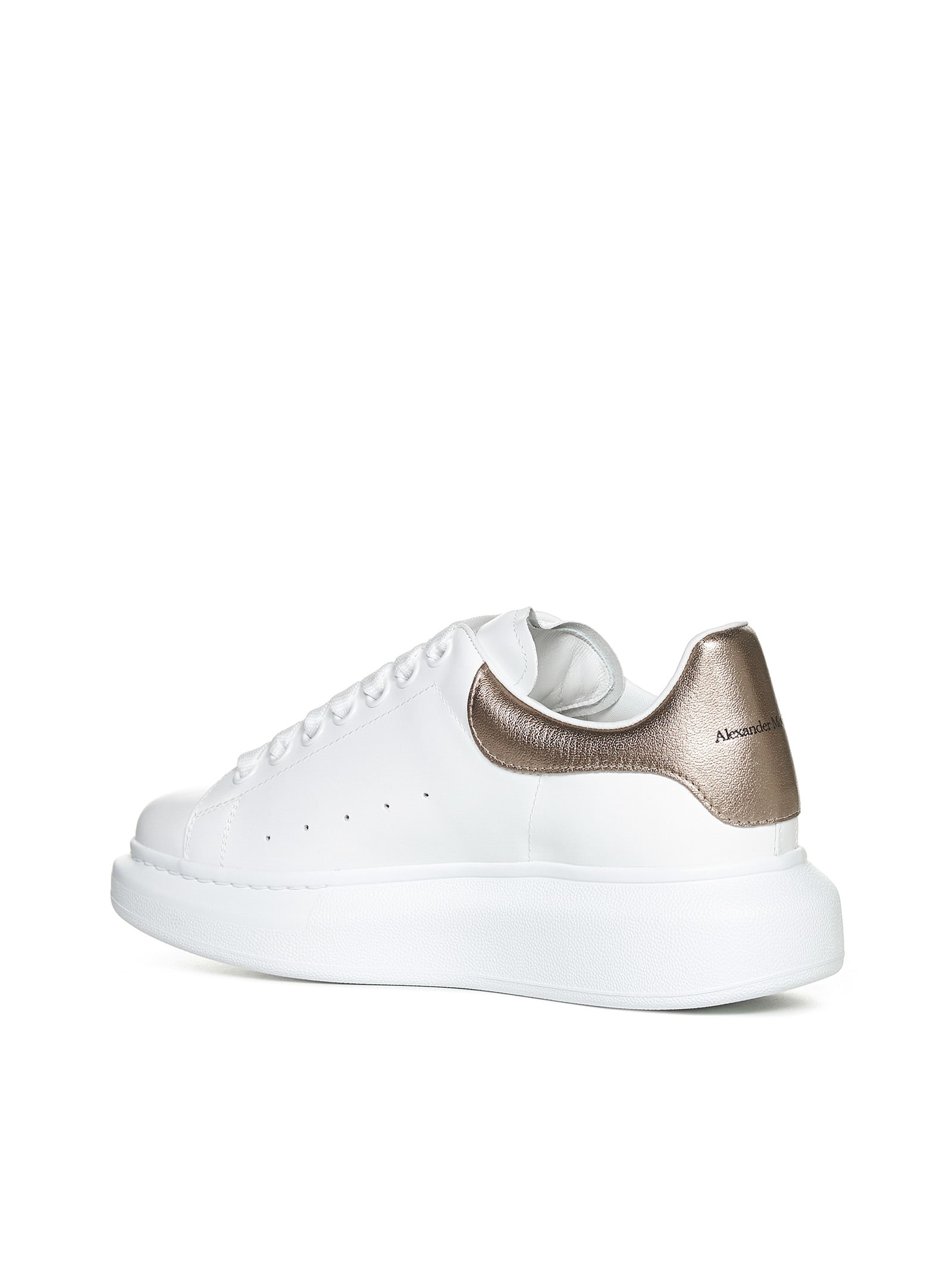 Shop Alexander Mcqueen Sneakers In White/rose Gold 171