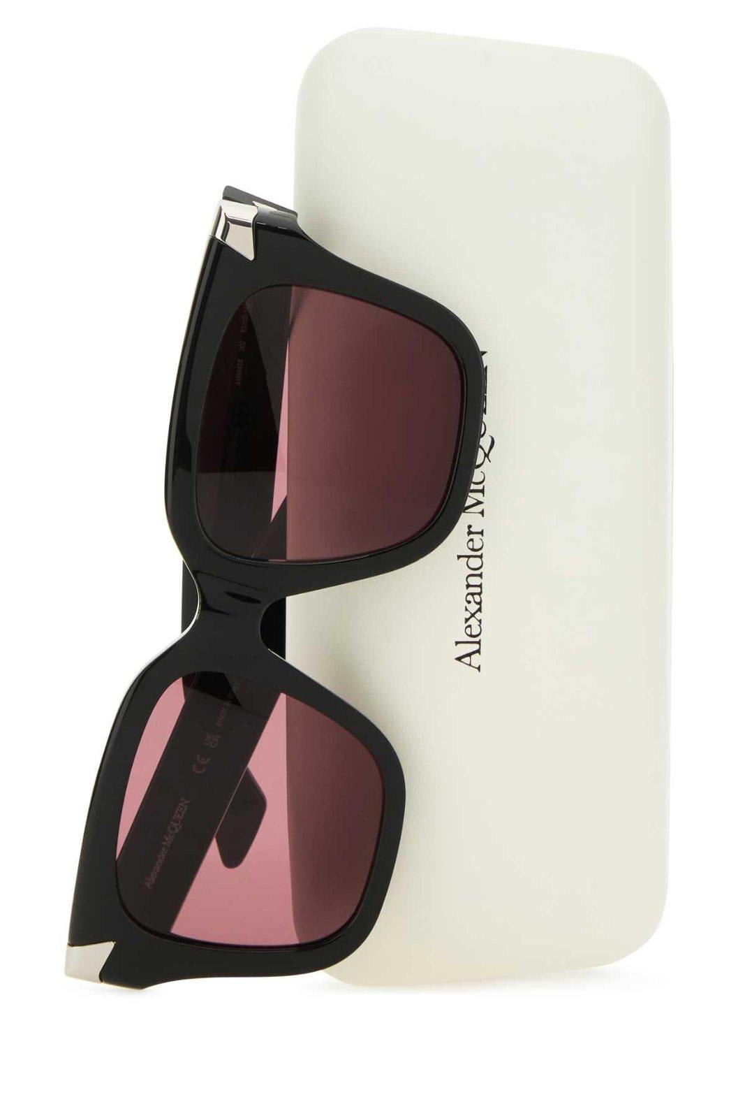 Shop Alexander Mcqueen Square Frame Sunglasses In Black-black-violet