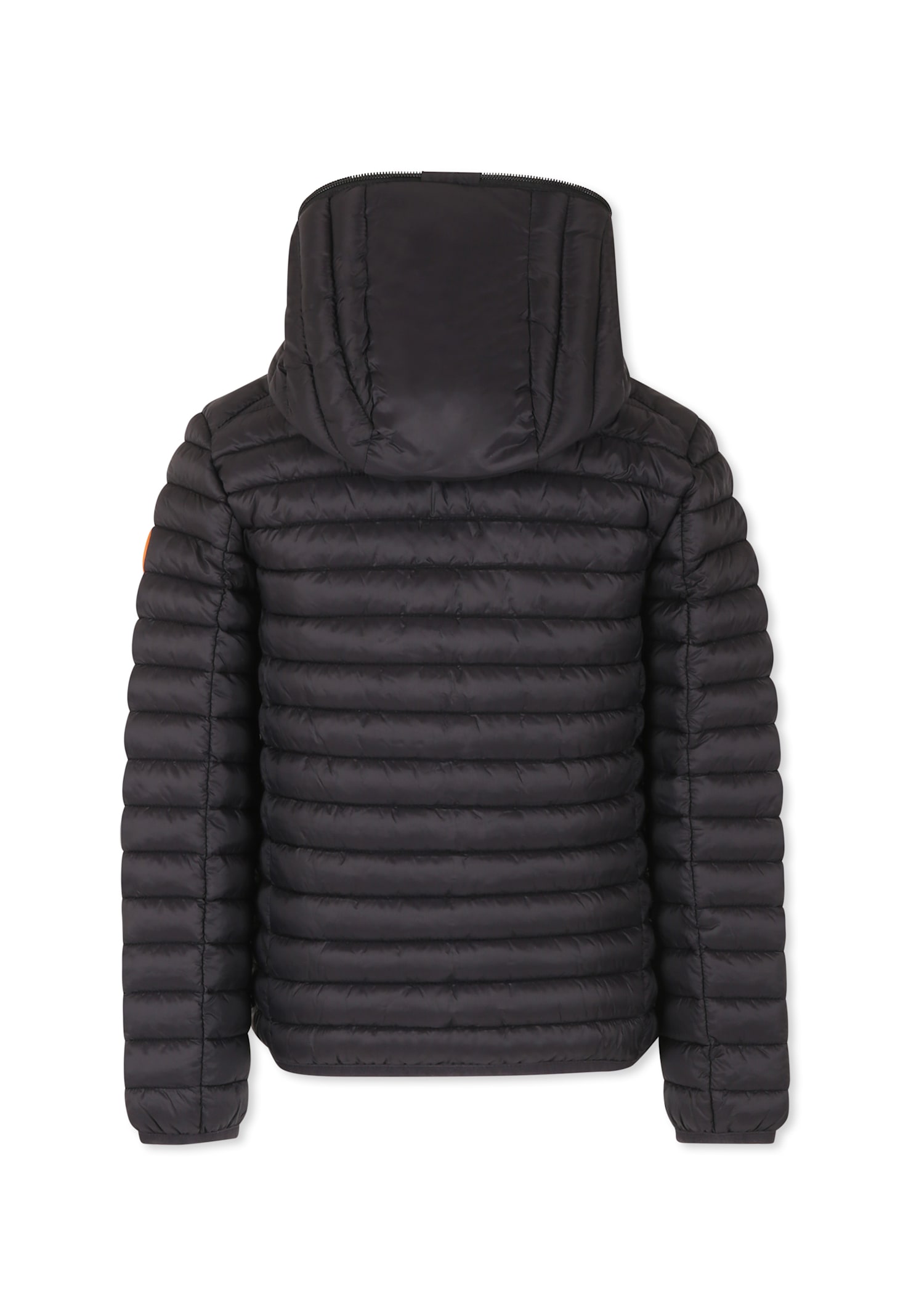 Save The Duck Black Down Jacket For Boy With Logo