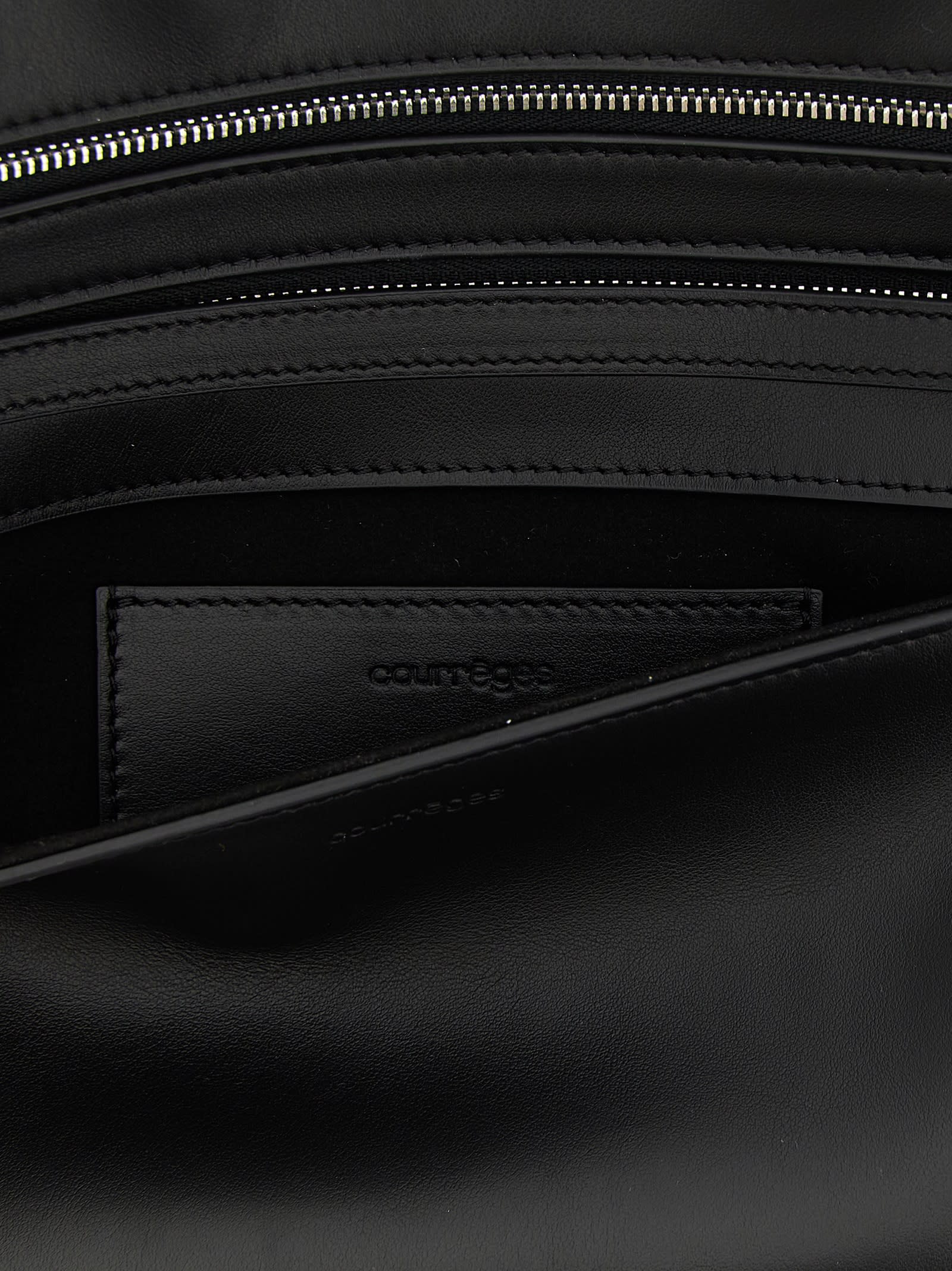 Courrèges Rectangular Shoulder Bag Adjustable Strap In Black