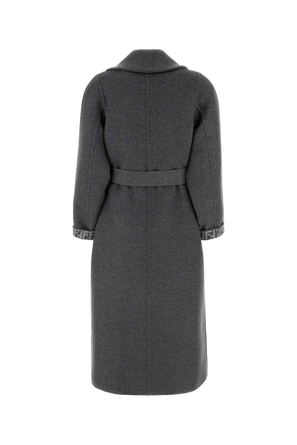 Shop Fendi Dark Grey Wool Blend Coat In Pete