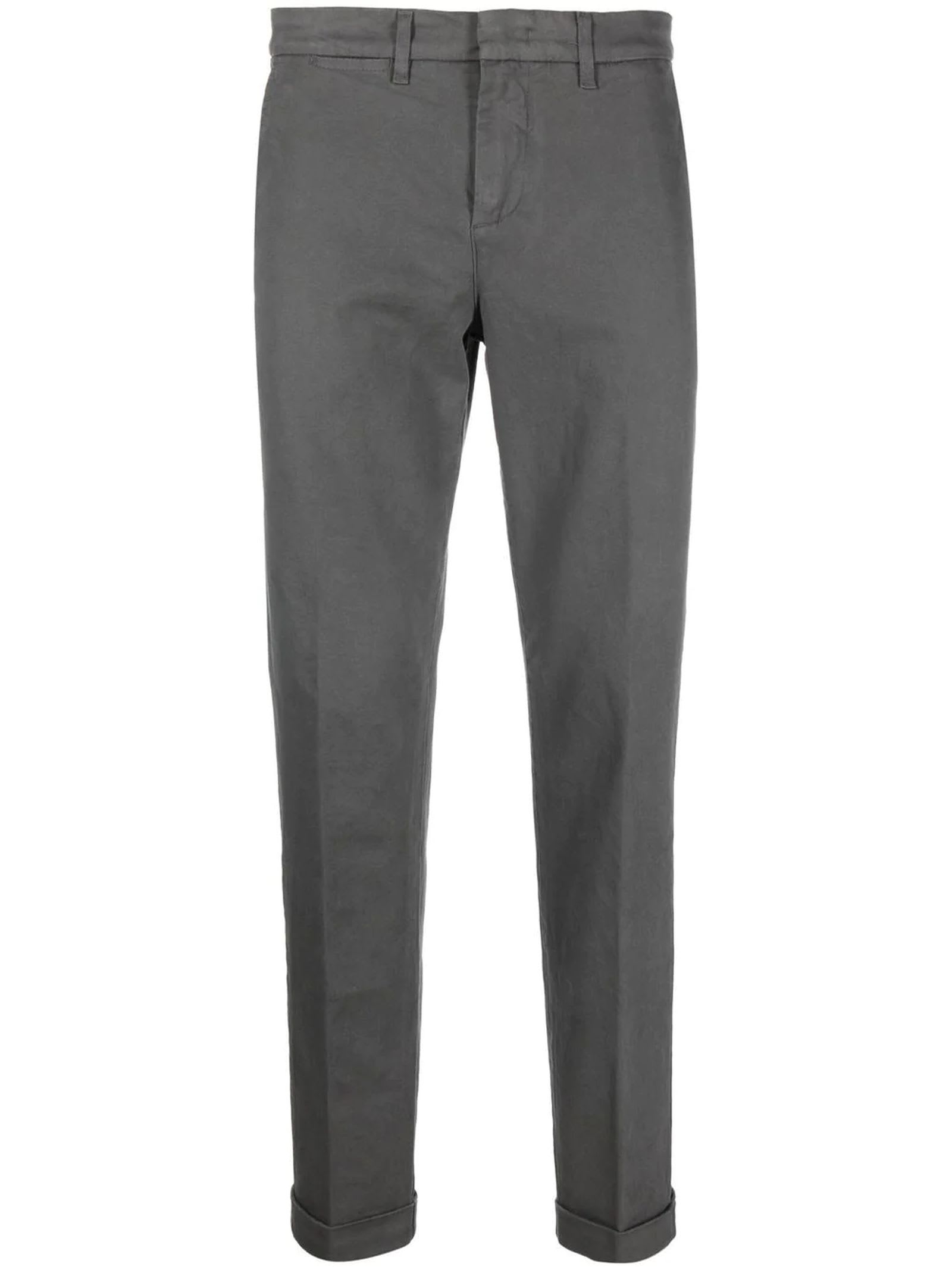 Fay Charcoal Grey Cotton Blend Trousers