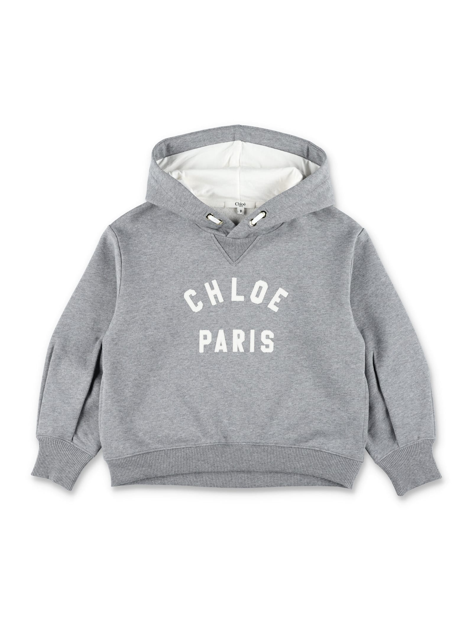 Chloé Kids Brushed Fleece Logo Hoodie In Gray