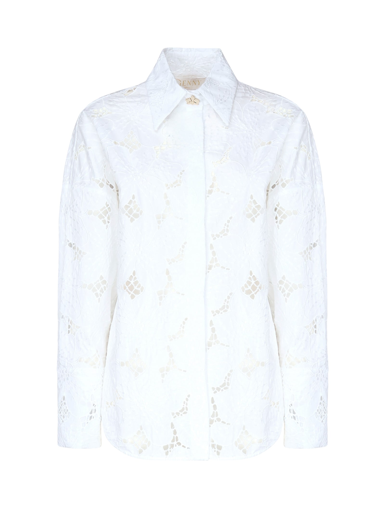 Shirt With Orchid Embroidery