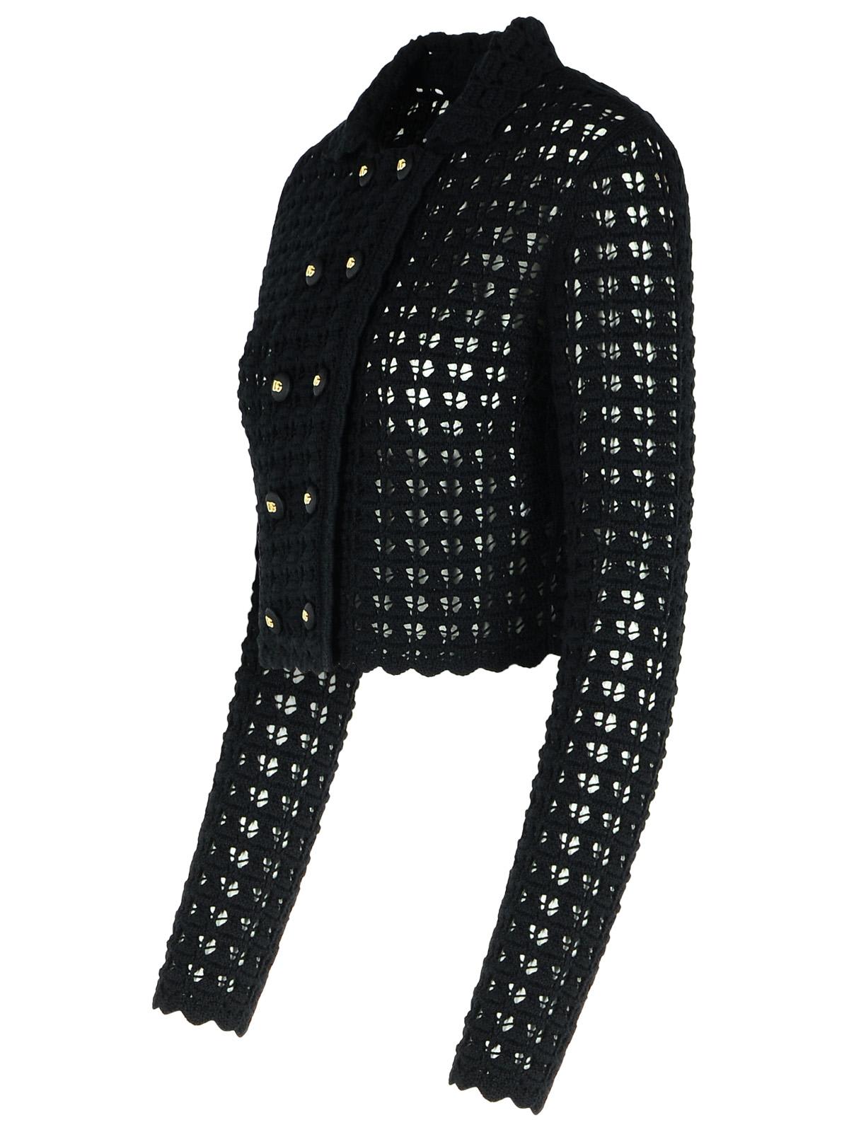 Dolce & Gabbana Wool Jacket Scalloped Edges Button Detailing In Black