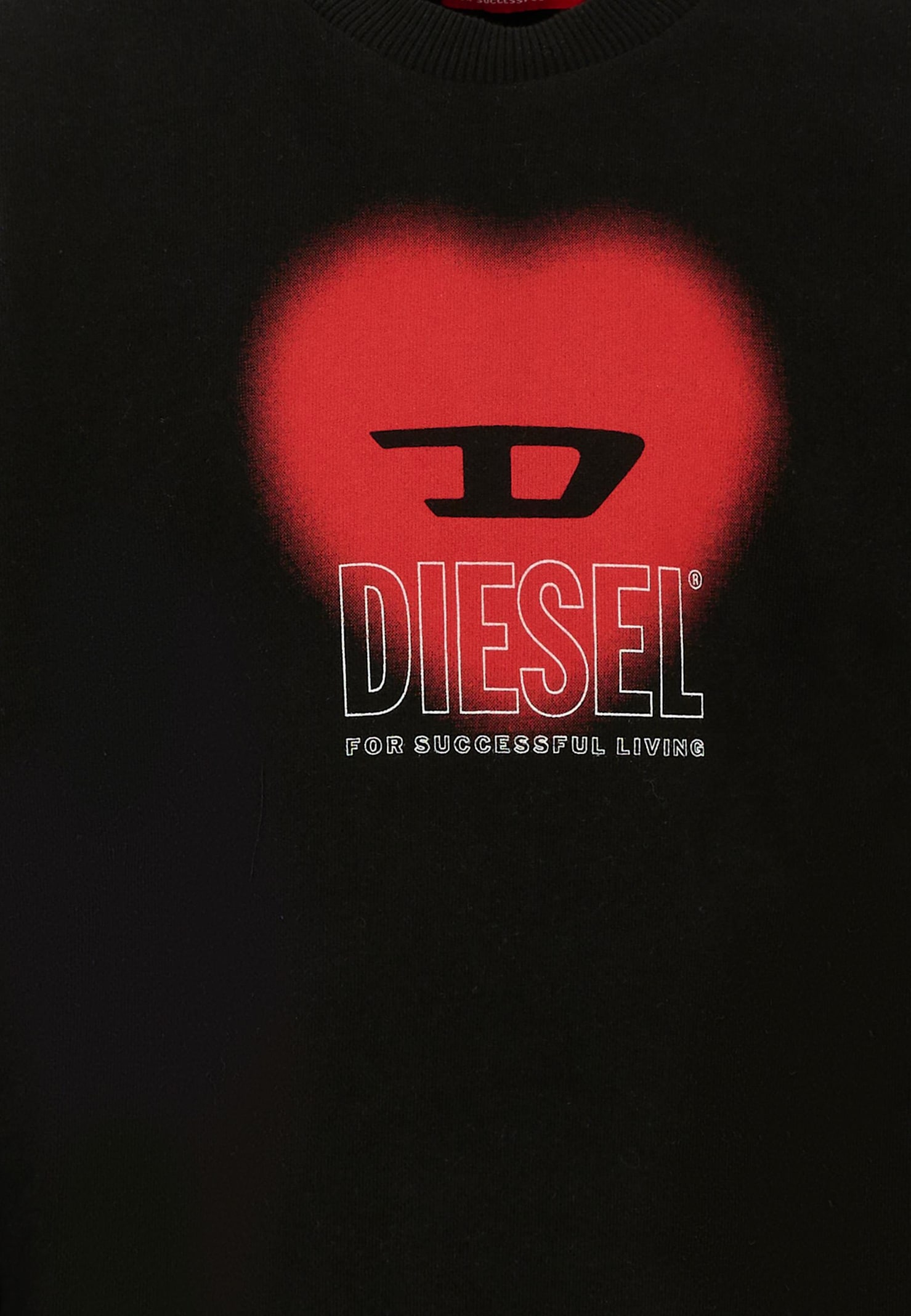 Diesel Black Sweatshirt For Girl With Heart In Black