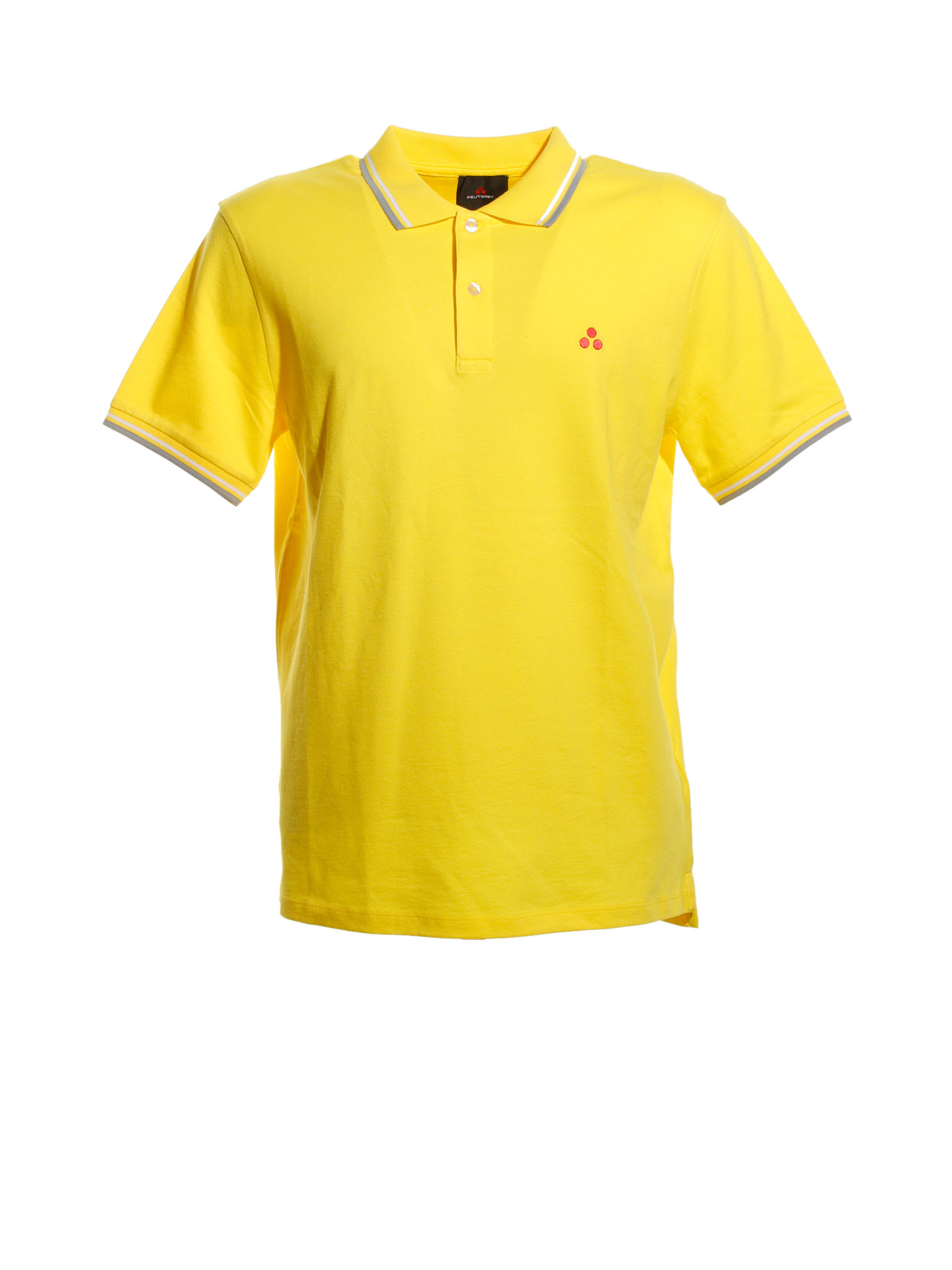 PEUTEREY YELLOW POLO SHIRT WITH CONTRASTING LOGO