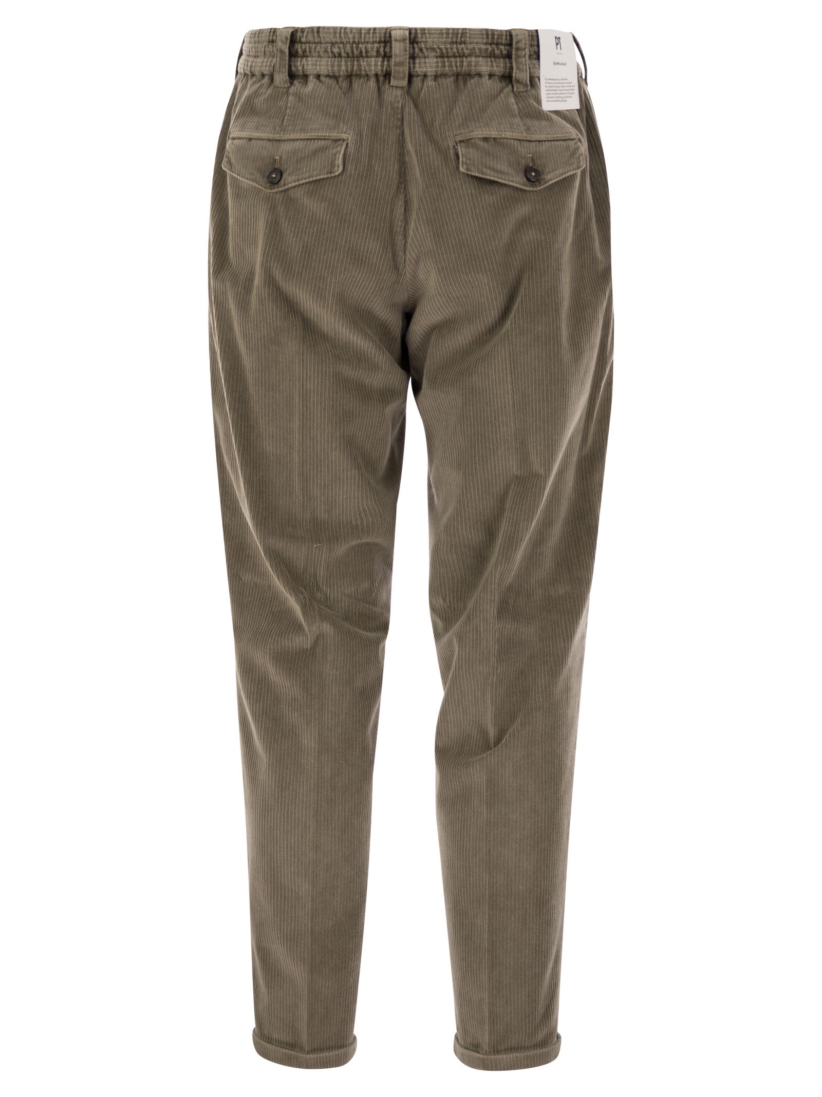 Pt Torino Lyocell Blend Pleated Trousers With Elastic Waist In Beige
