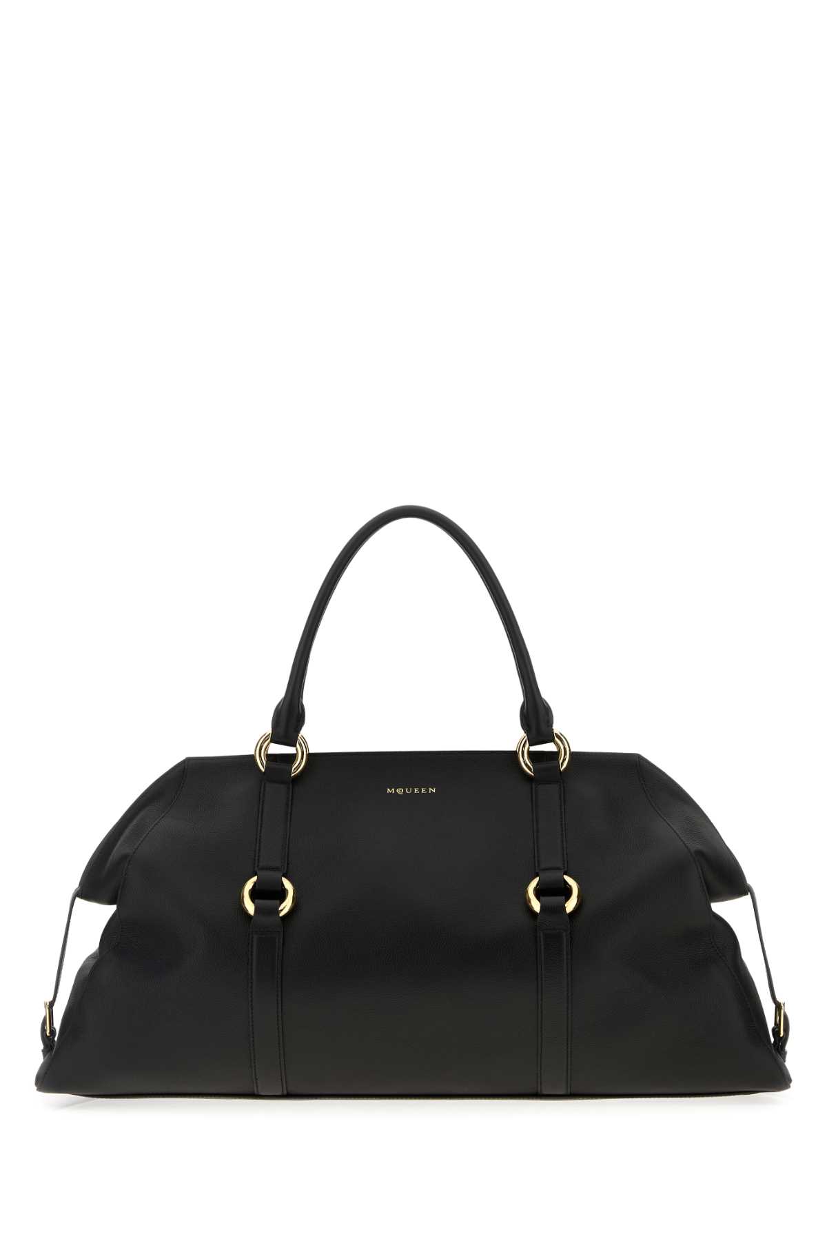 Alexander Mcqueen Black Leather Farringdon Maxi Handbag In Multi