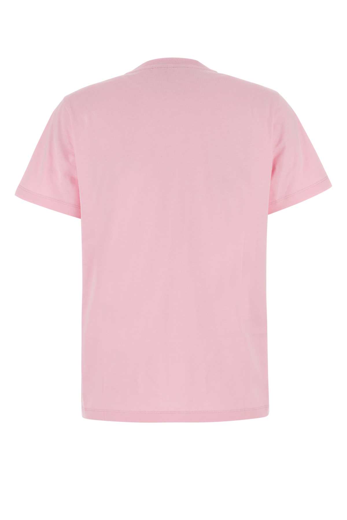 Ganni Pink Cotton T-shirt In Lilacsachet