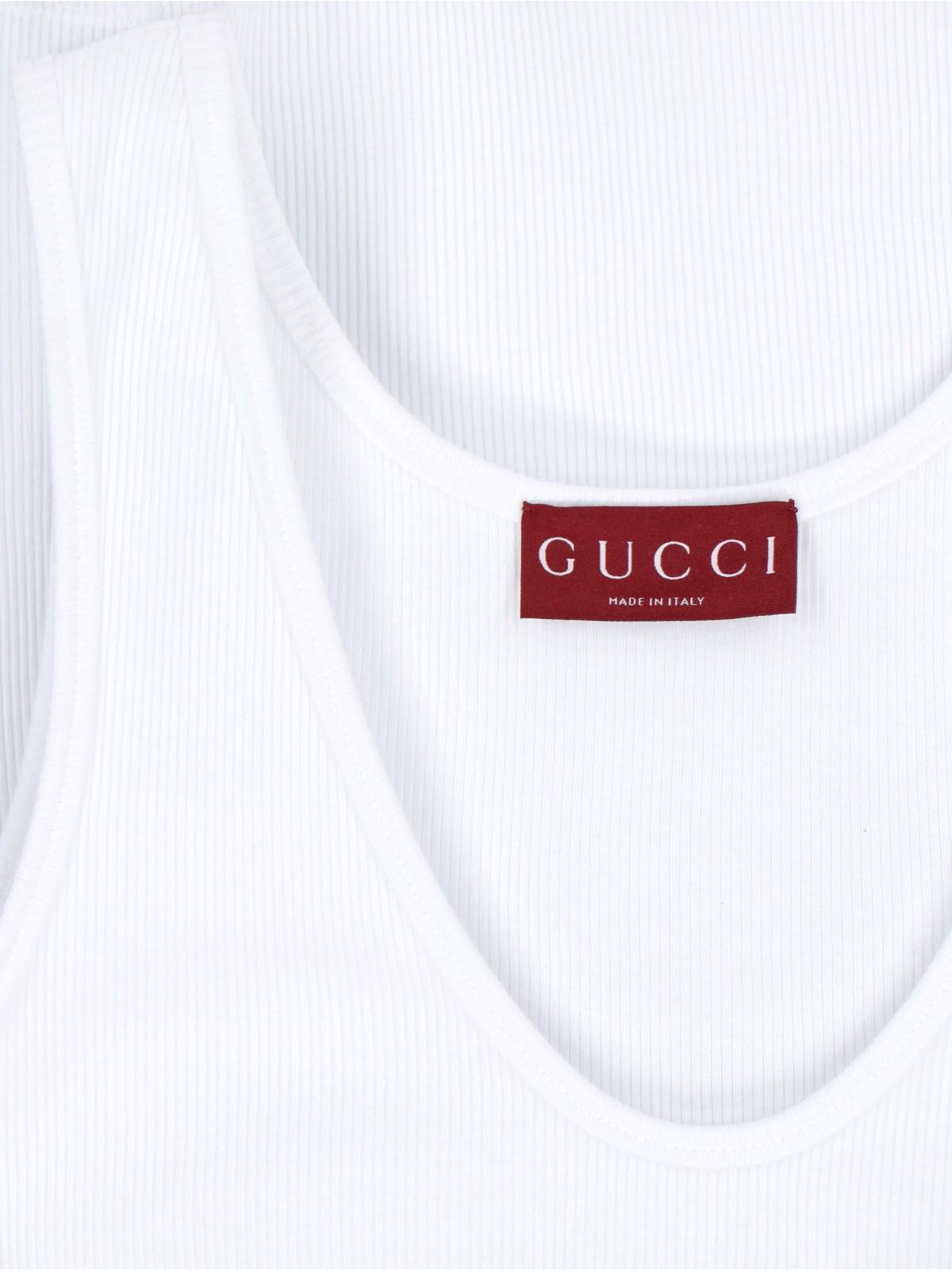 Gucci Interlocking G-print Cotton Top In White Brown Mc