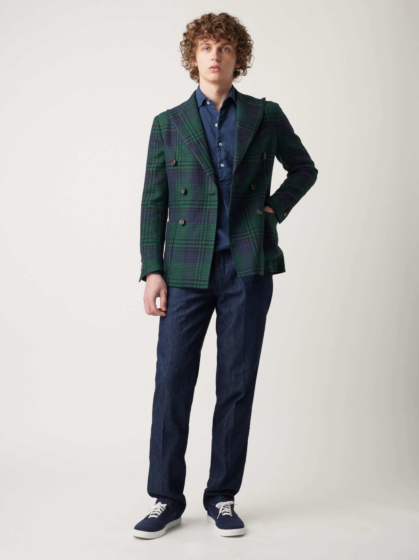 Shop Doppiaa Aaradeo Tartan Double-breasted Jacket