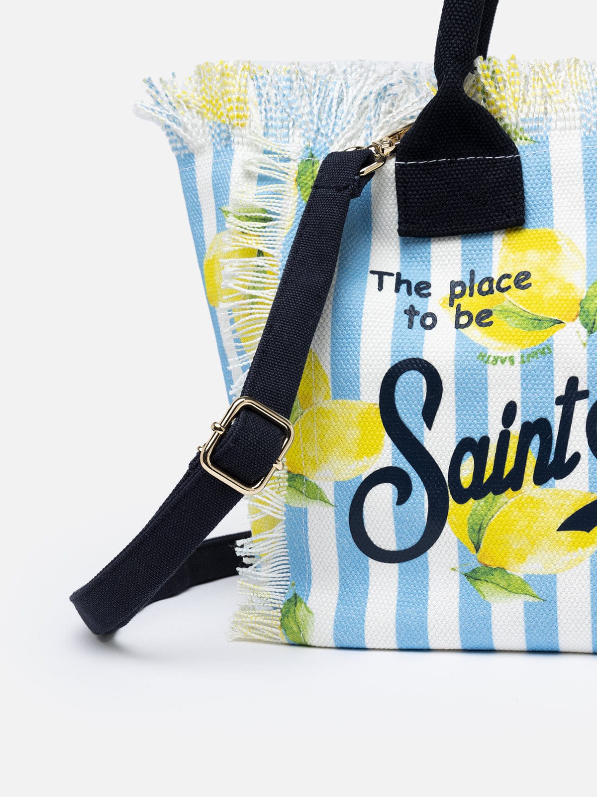 Mc2 Saint Barth Striped Cotton Canvas Colette Handbag In Sky