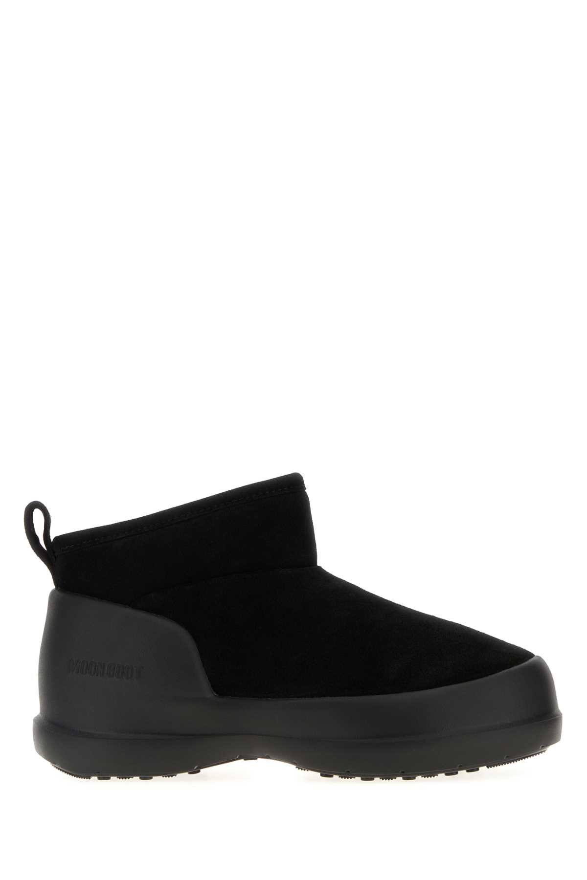 Moon Boot Black Suede Mezzaluna Ankle Boots In Black