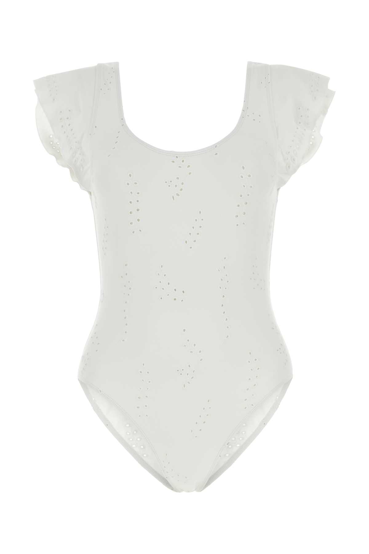 Shop Chloé White Stretch Nylon Blend Philippine Chloã© X Eres Swimsuit In Iconicmilk