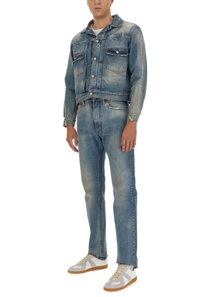 Shop Maison Margiela Distressed Jeans Effect In Denim