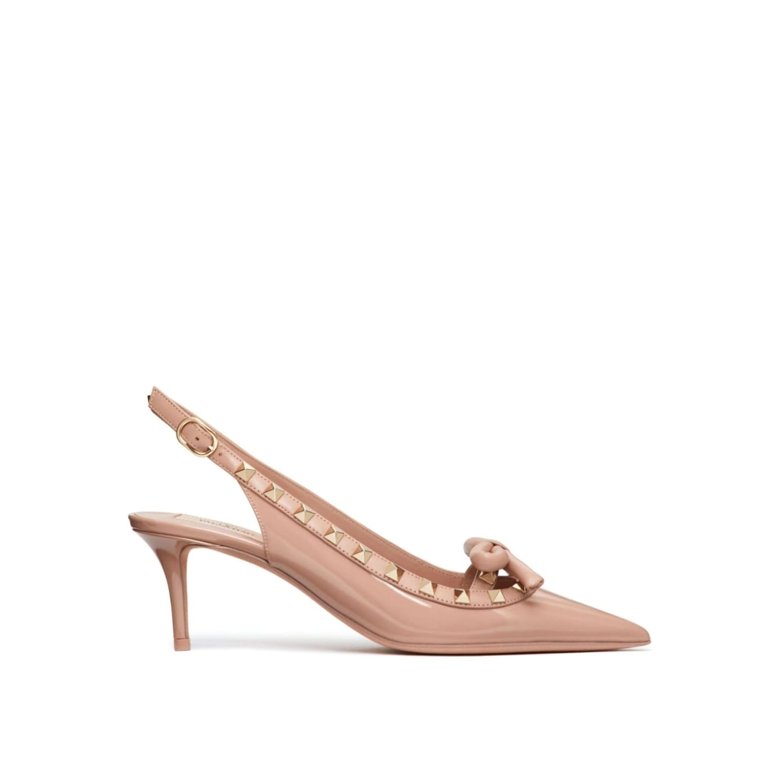 Shop Valentino Rockstud Bow 60 Slingback Pumps In Beige