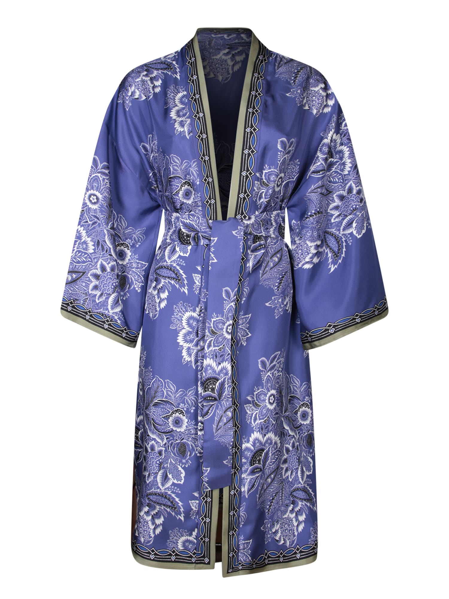 Shop Etro Floral Patterned Blue Caftan