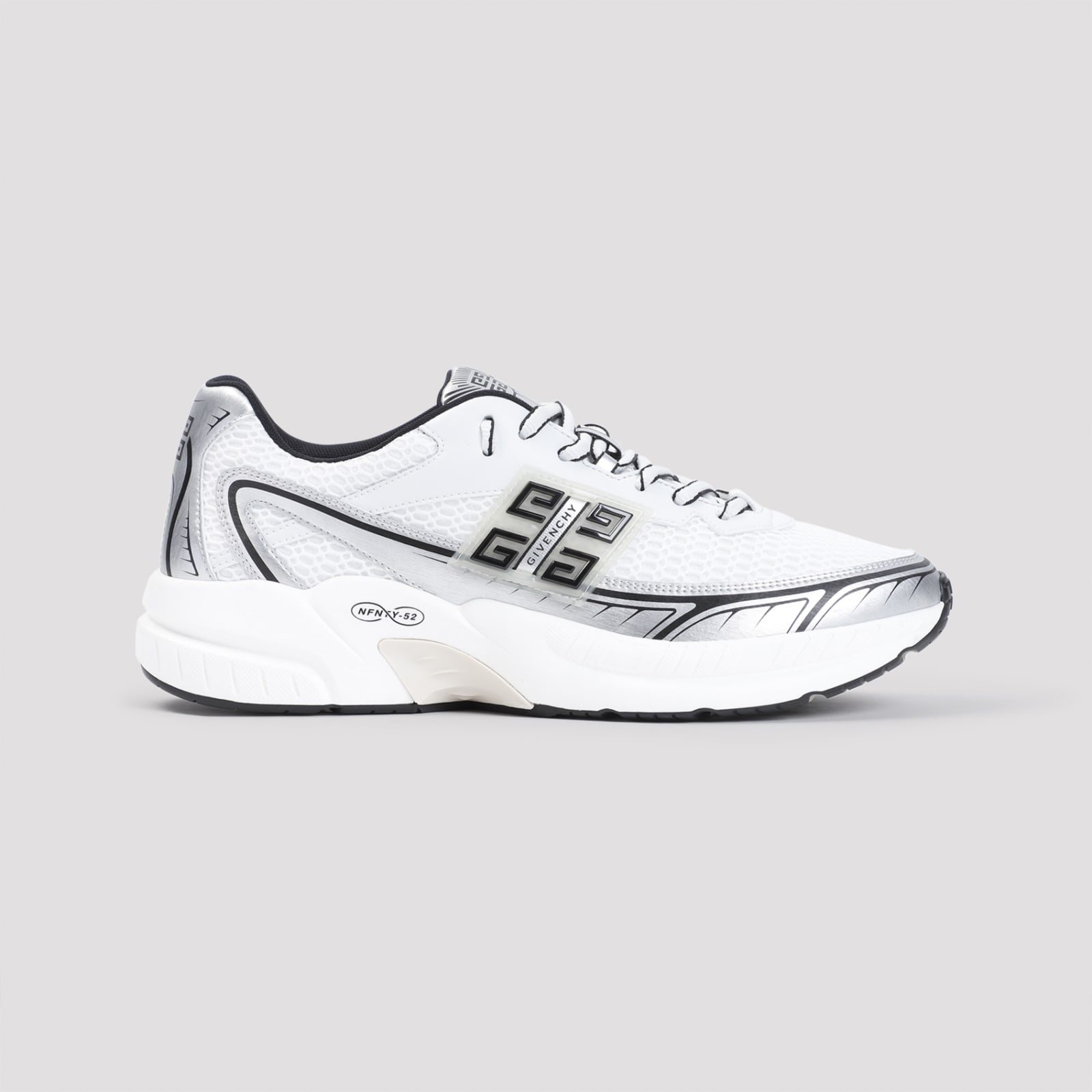 Shop Givenchy Nfnty-52 Low Top Runners Sneakers In White Silvery