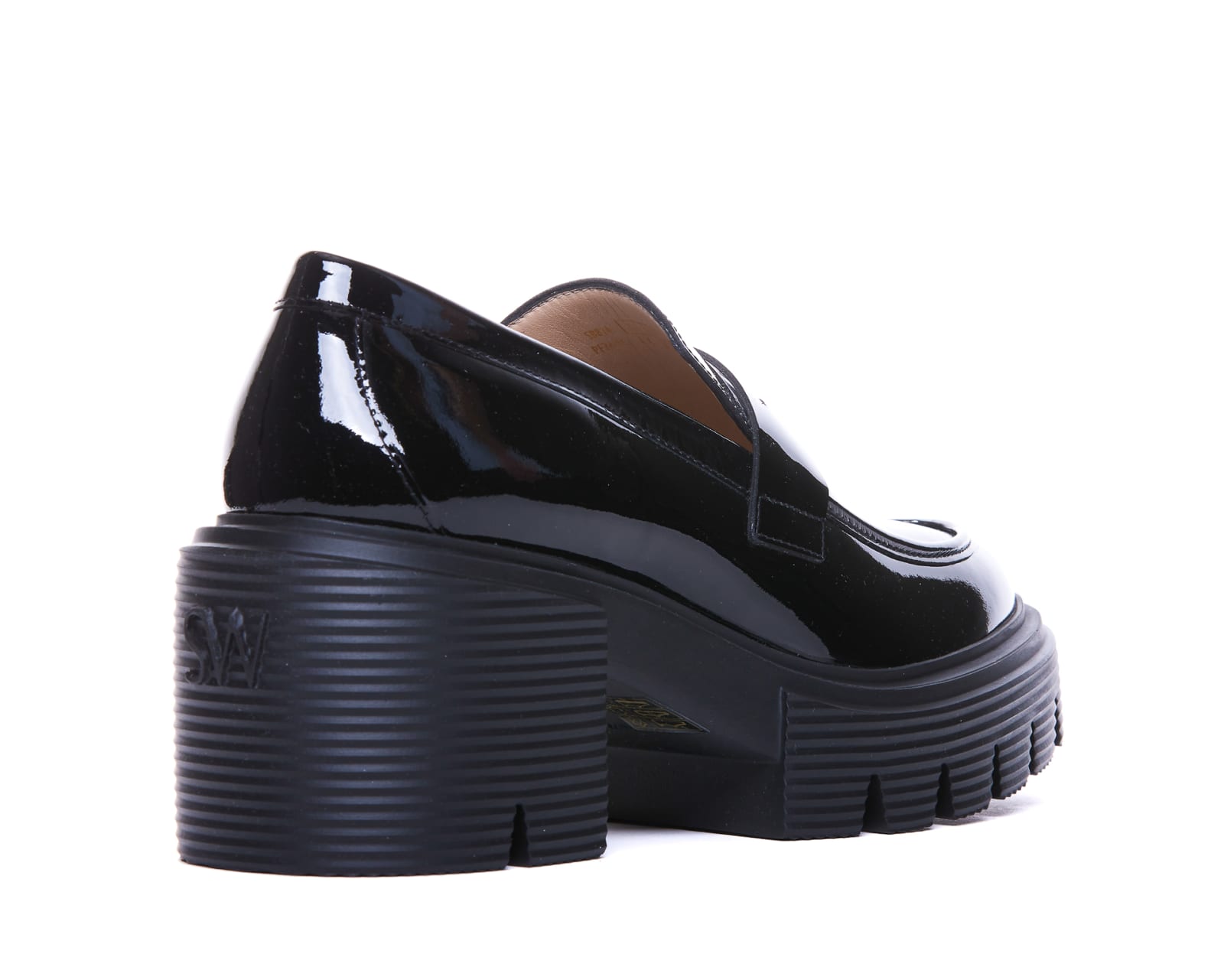 Stuart Weitzman Soho Glossed-leather Platform Loafers In Black