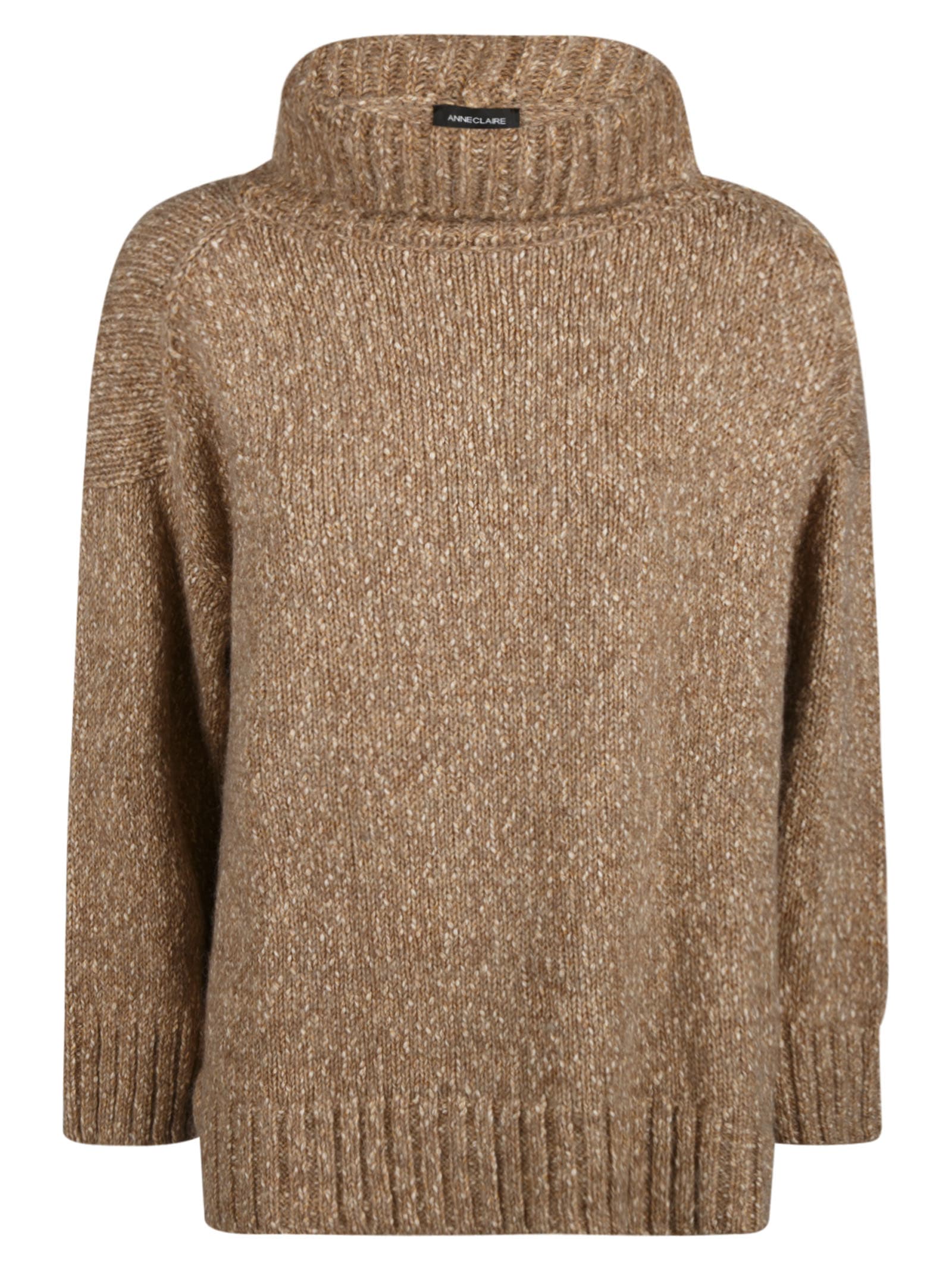 Anneclaire Wide Neck Rib Trimmed Sweater