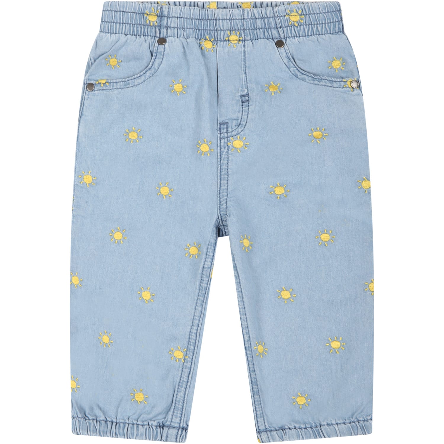 Stella McCartney Kids Light-blue Jeans For Baby Girl With Yellow Sun