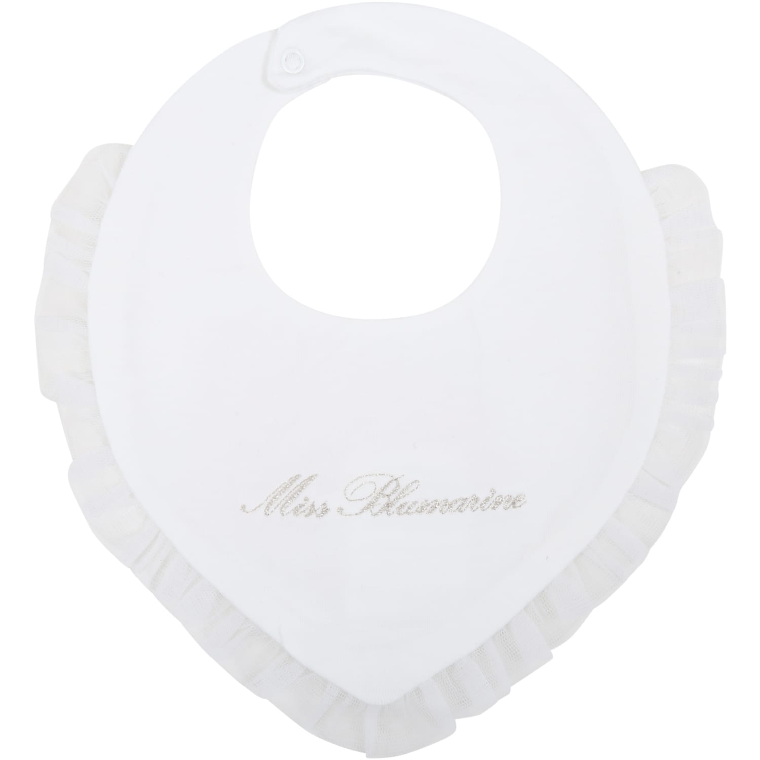 Blumarine White Bib For Babygirl With Logo