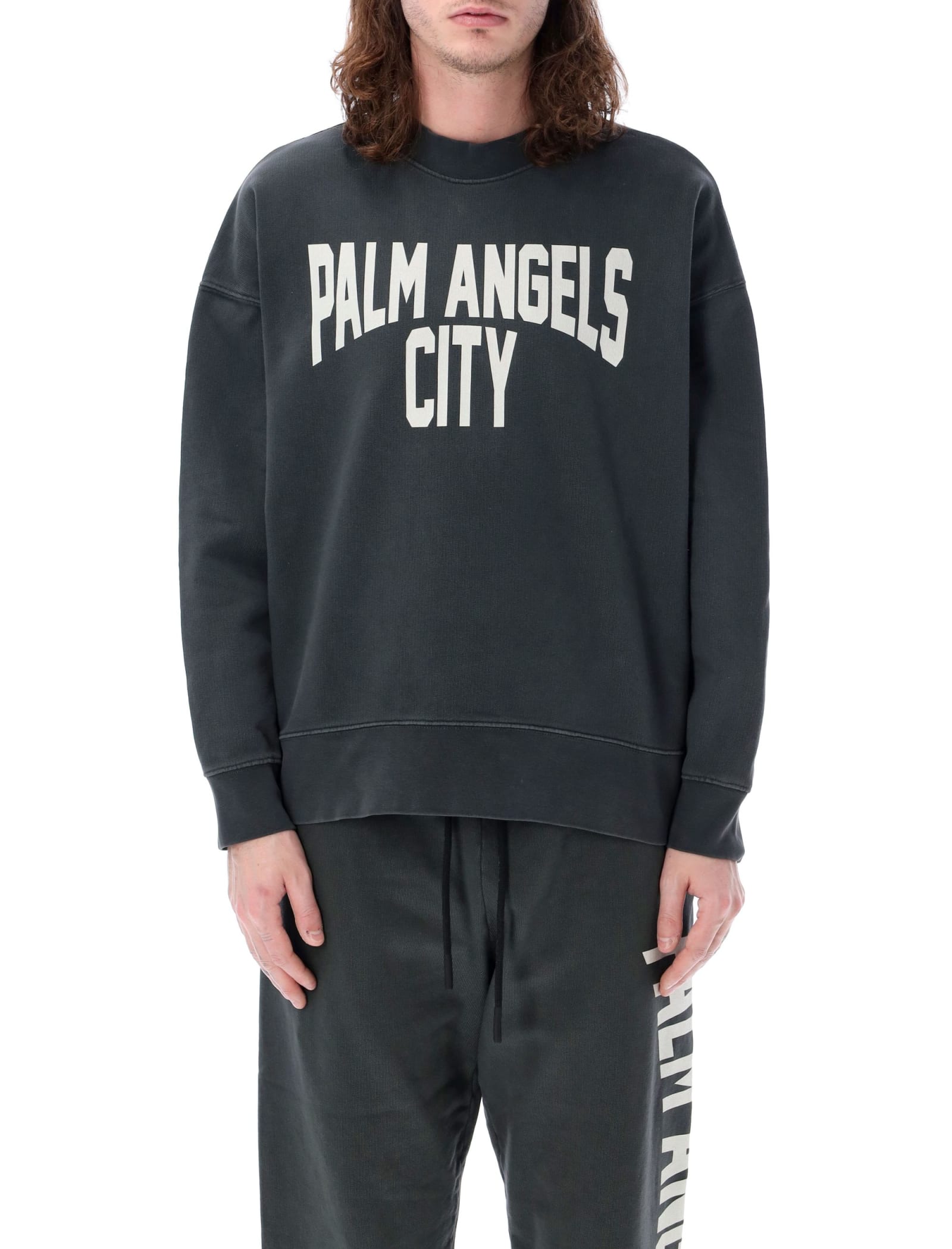 Shop Palm Angels Pa City Washed Sweatshirt In Darkk Grey