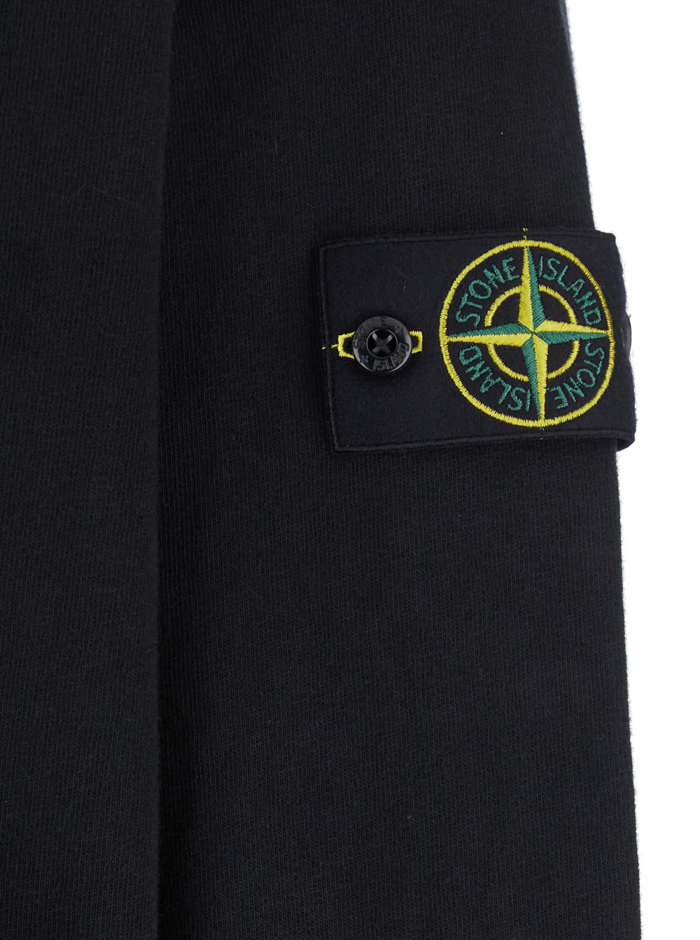 Stone Island Logo Hooded Cotton Sweatshirt In Black