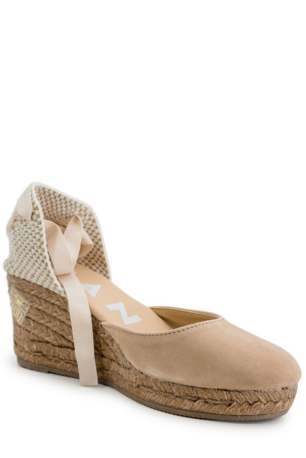 Manebi Hamptons Ankle Strap Wedge Espadrilles In Dove Grey