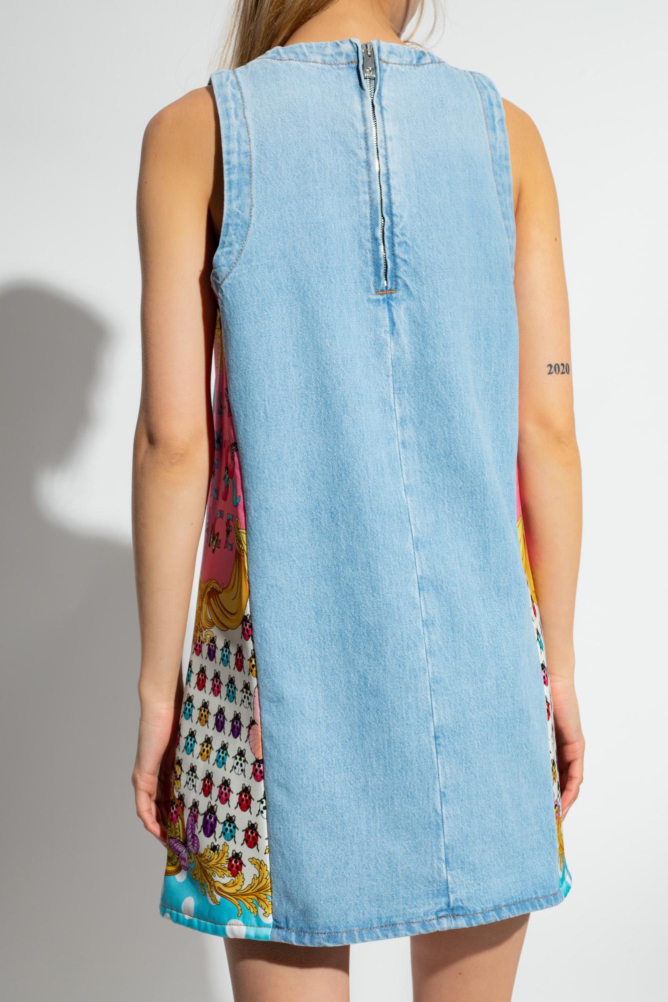 Shop Versace Denim Dress From La Vacanza Collection In Blue