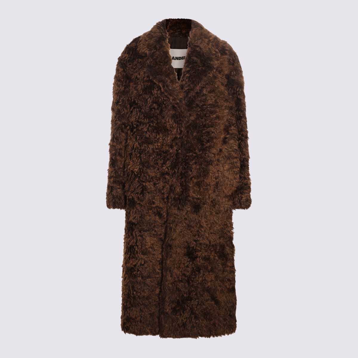 Shop Jil Sander Hazelnut Mohair Fur Coat
