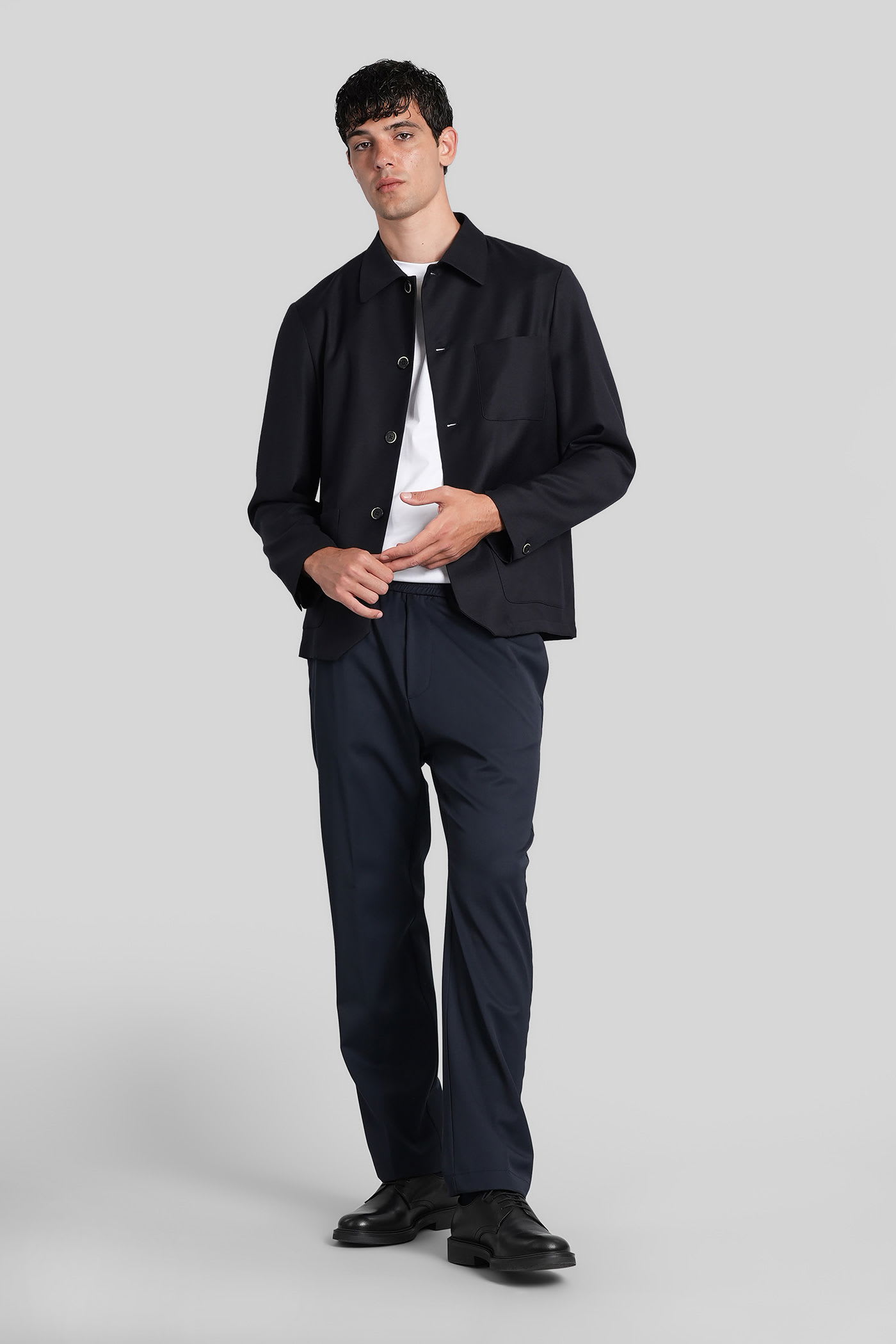Barena Venezia Virgin Wool-blend Gabardine Overshirt In Blue