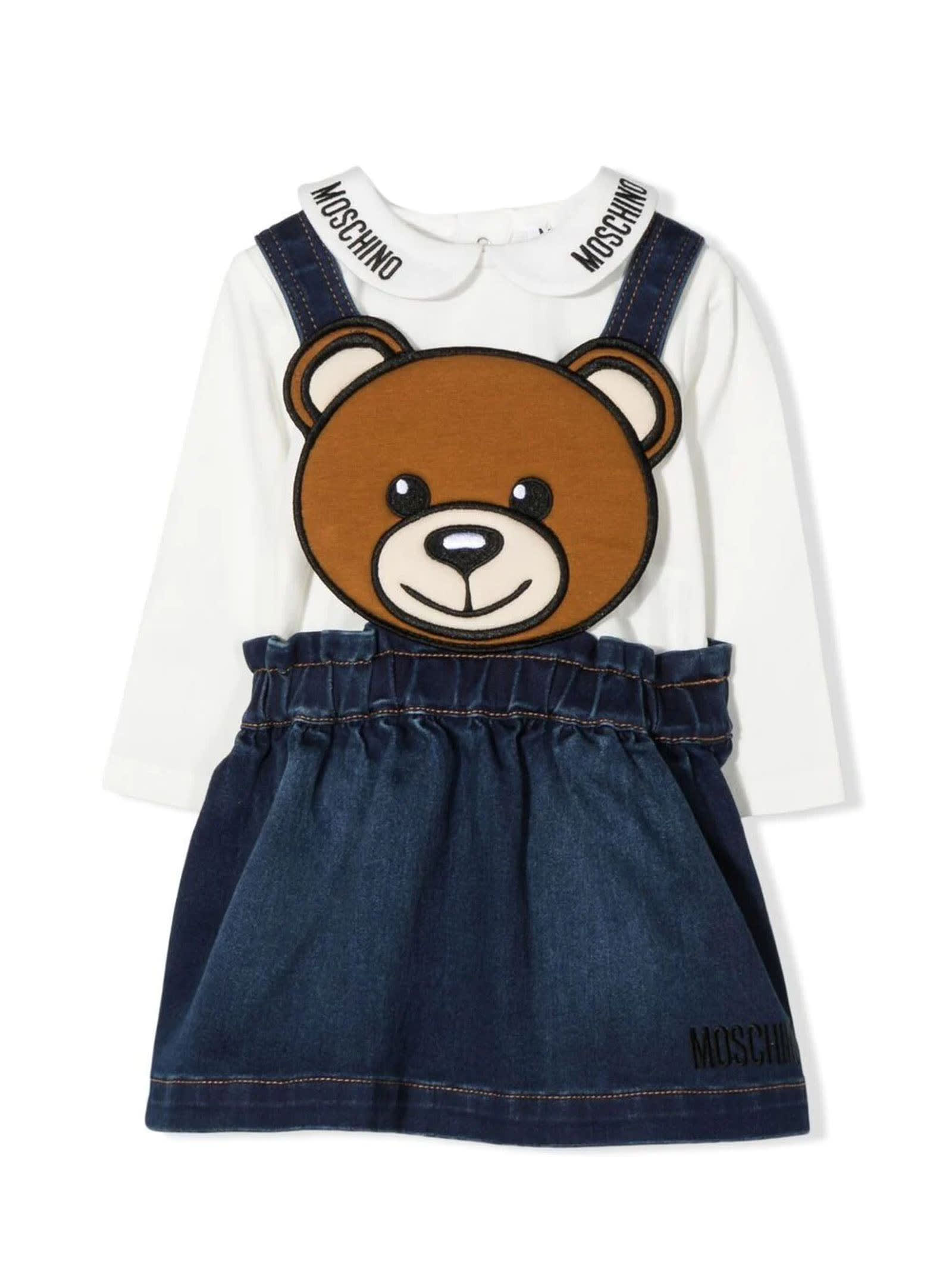 Moschino Blue Cotton Dungarees