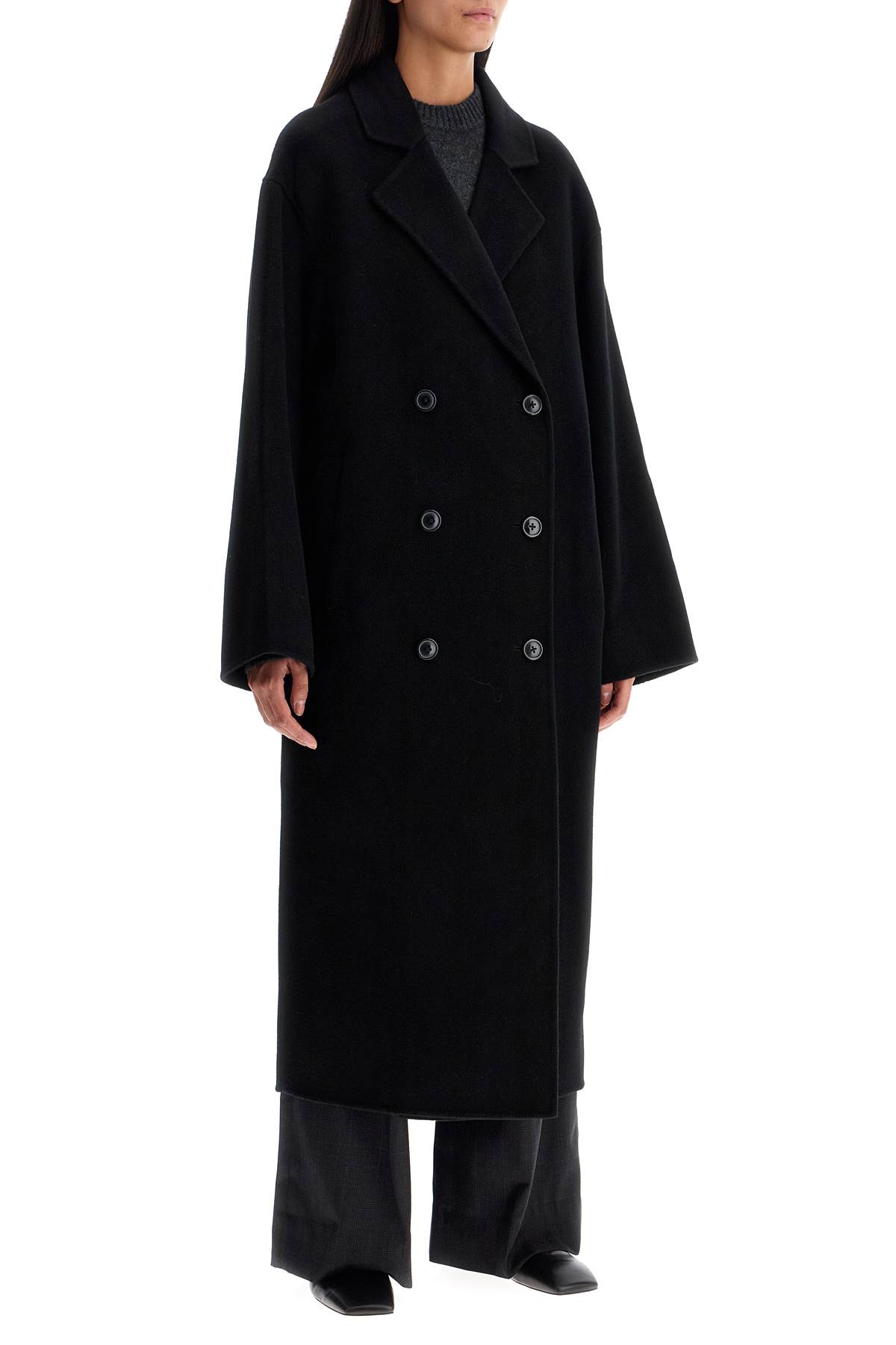 Shop Loulou Studio Long Wool And Cashmere Coat Borne In Black (black)