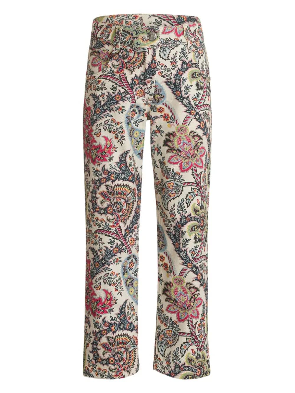 Shop Etro Jeans In Bull With Paisley Motifs In White