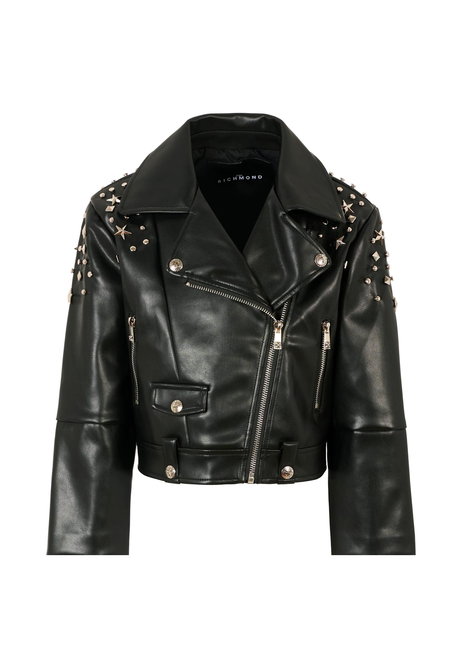 Richmond Black Jacket For Girl With Studs In Black