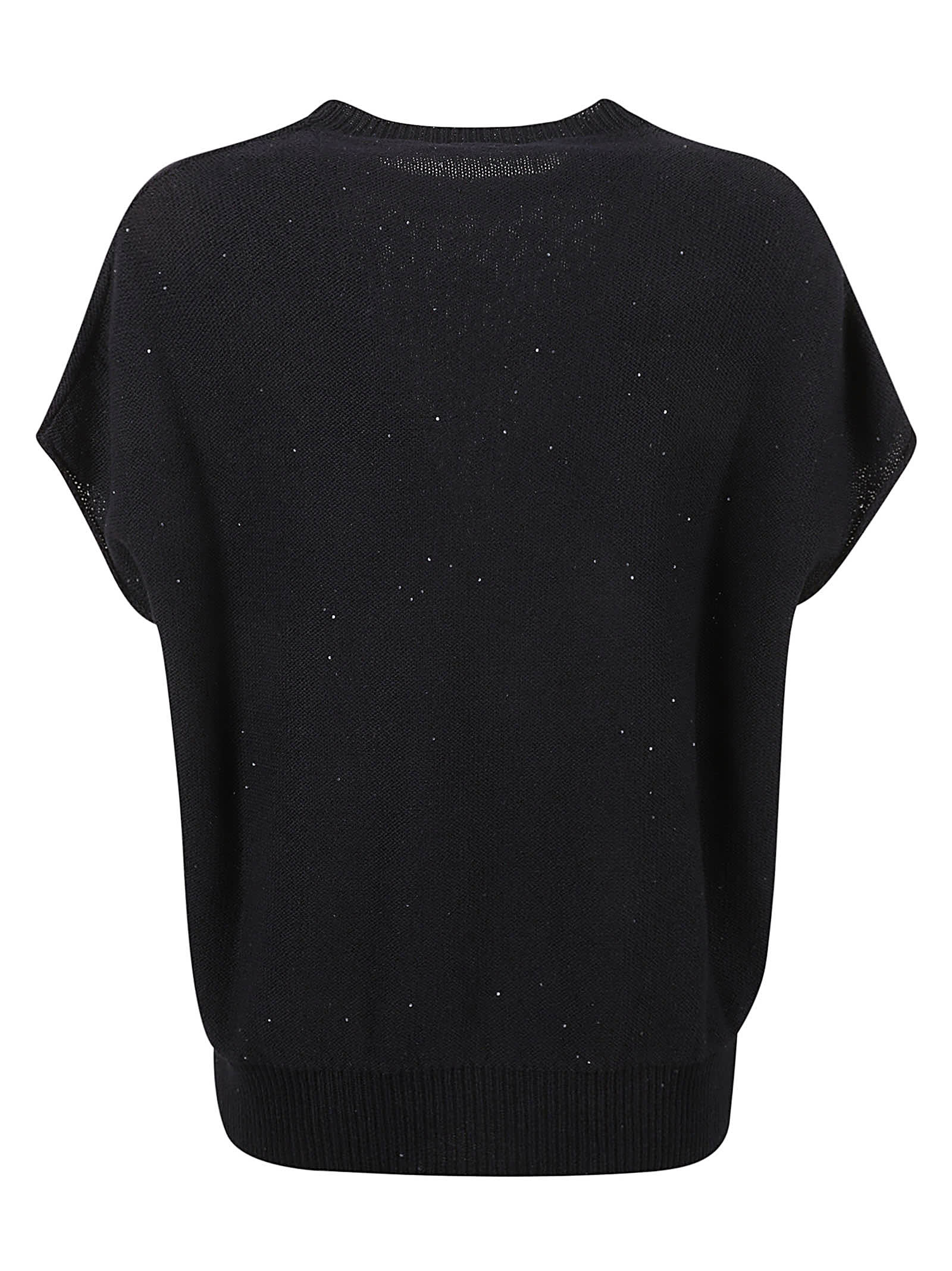 Shop Fabiana Filippi Rib Trim Plain Knit Top In Blue Notte