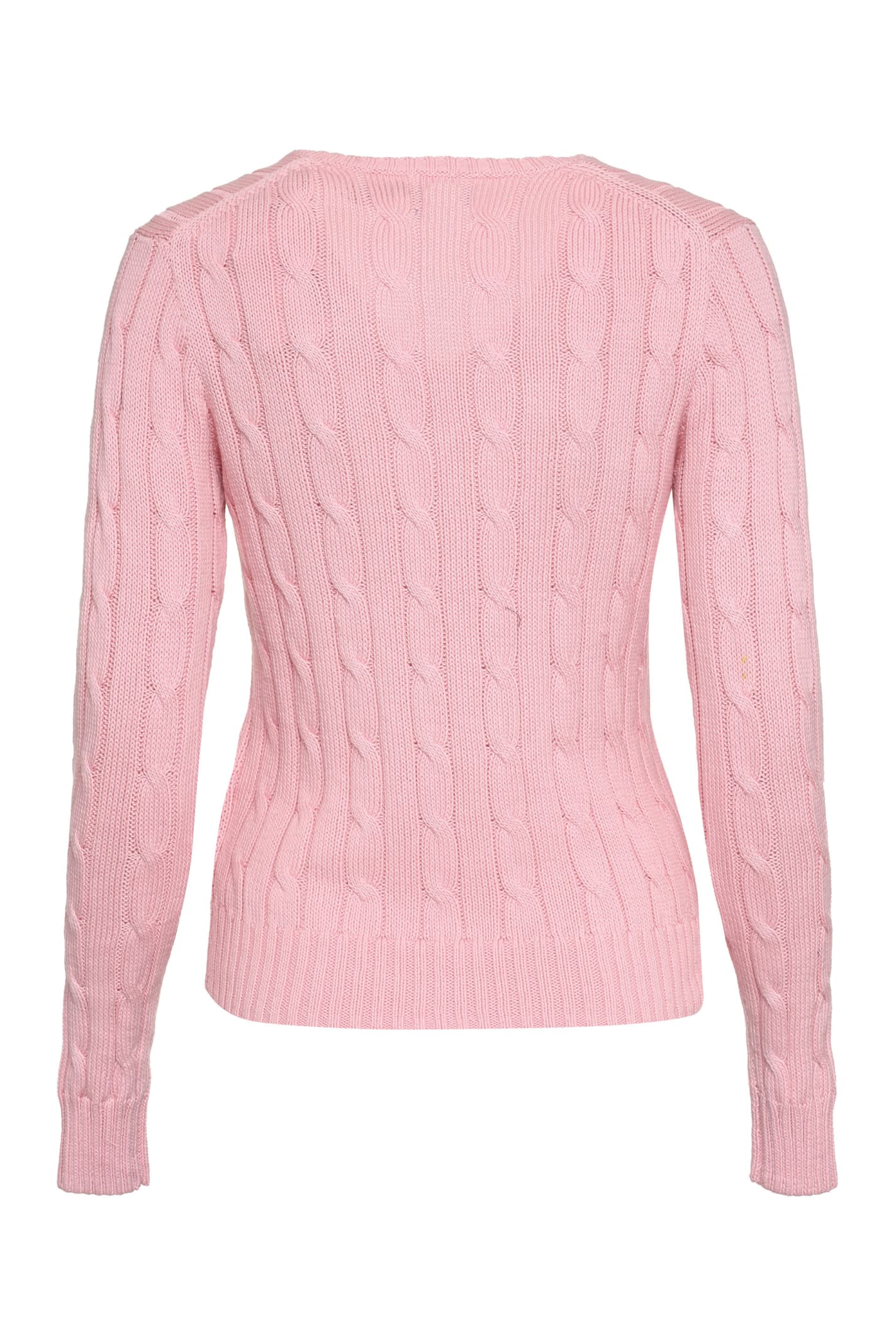 Shop Polo Ralph Lauren Cable Knit Sweater In Caramel Pink