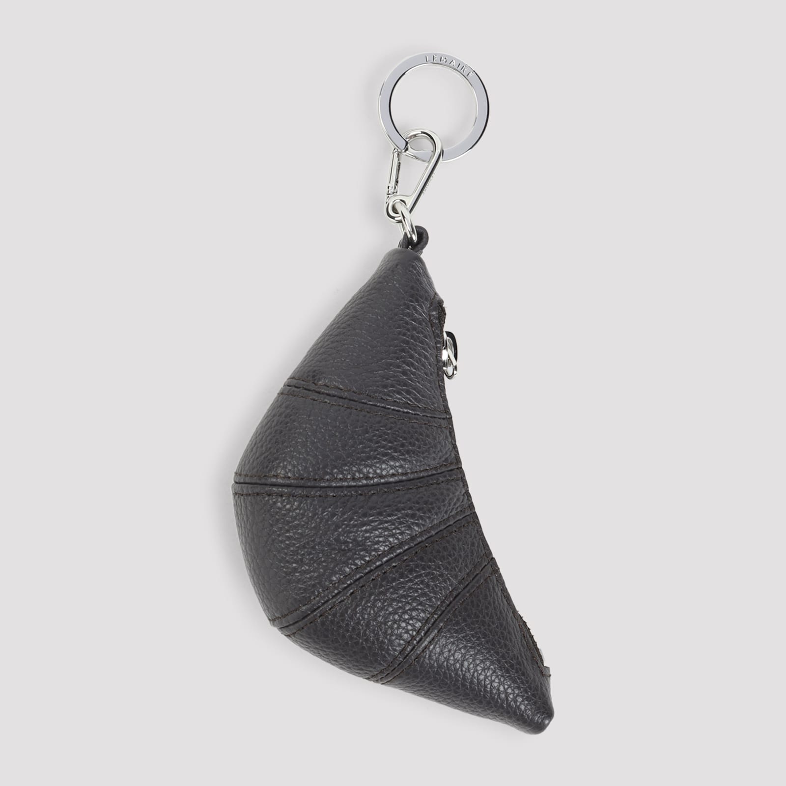 Lemaire Mini Croissant Keychain Textured Surface In Black
